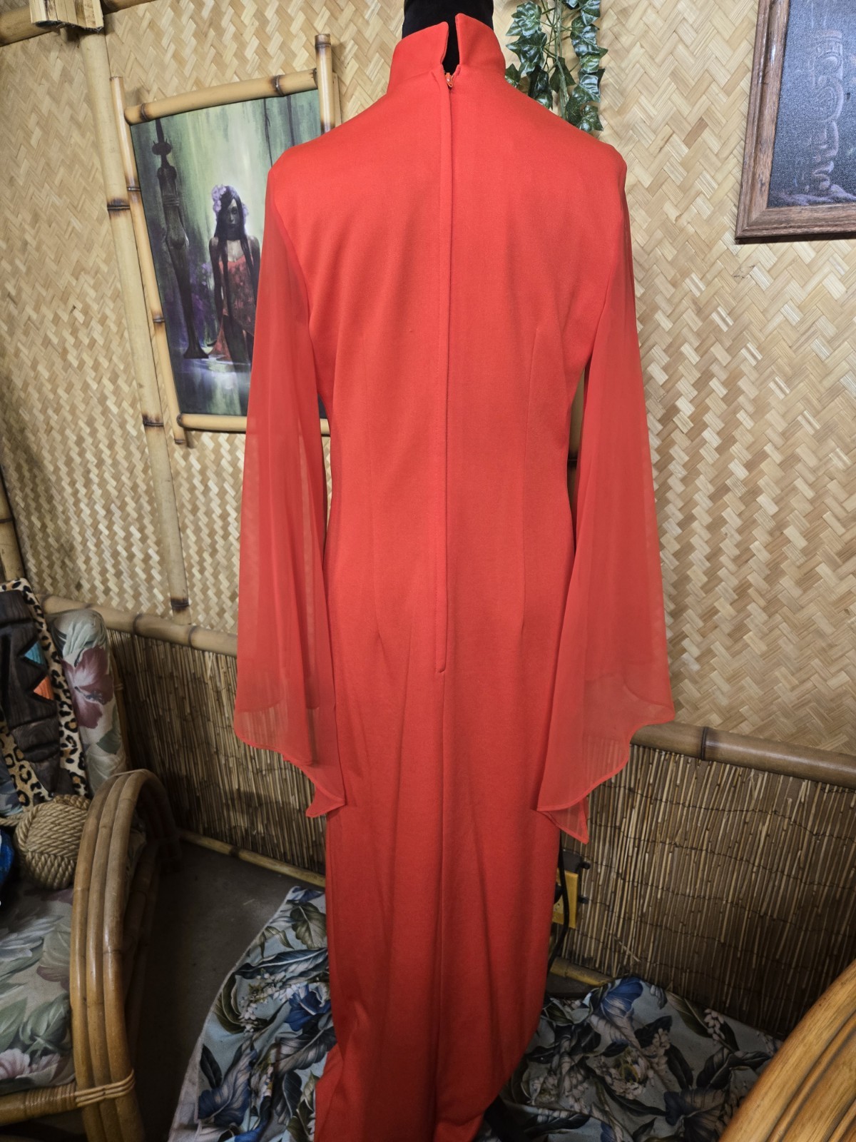 Vintage Alfred Shaheen Asian Inspired Hawaiian Maxi Aloha Dress w1256