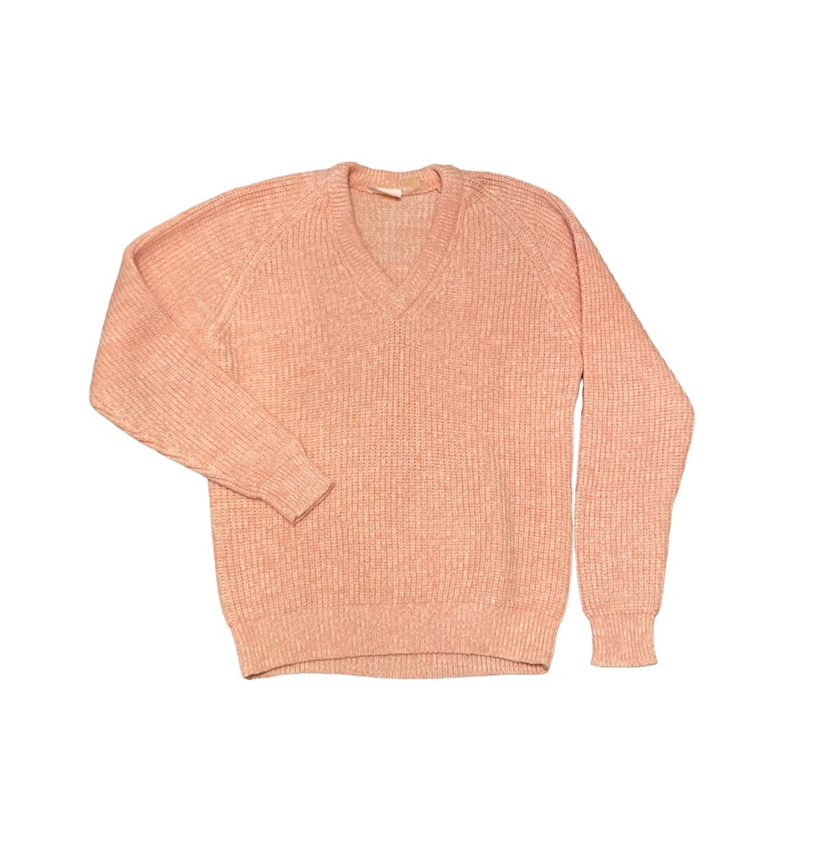 Vintage 1980s 1990s Contemporary Contempo Casuals V-neck Sweater Peach Pink