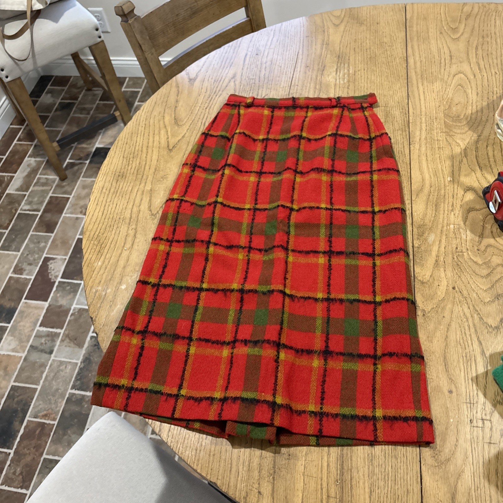 1970s Bobbie Brooks Wool Plaid Skirt Red/green Retro Cool! 23 Waist 34 Hip 27 L
