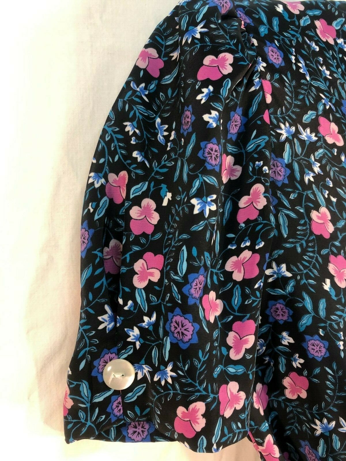 EUC 1980s vtg Caroline Wells Collection poly floral belted peplum dress, sz 10P