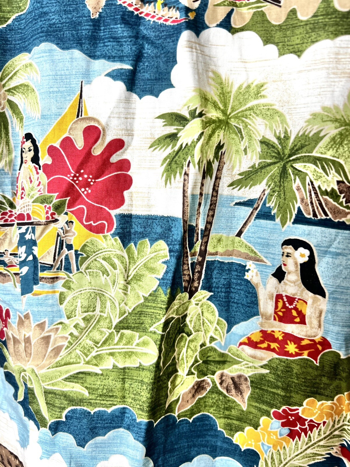 NANI Of HAWAII 90’s 90s Y2K Vintage Hawaiian Tiki Copyright Aloha Blouse Top XL