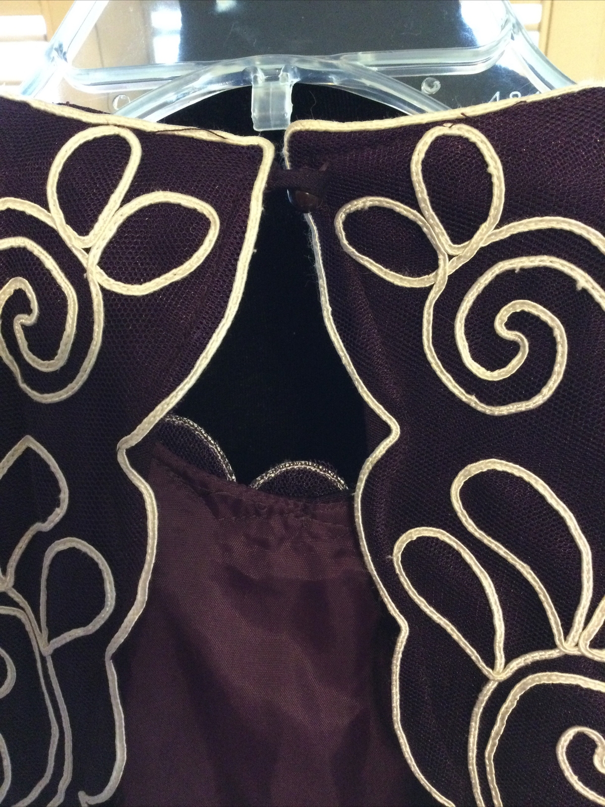 Vintage Scott McClintock Petites Sz.8 Formal Sheath Burgundy w/White Scrollwork