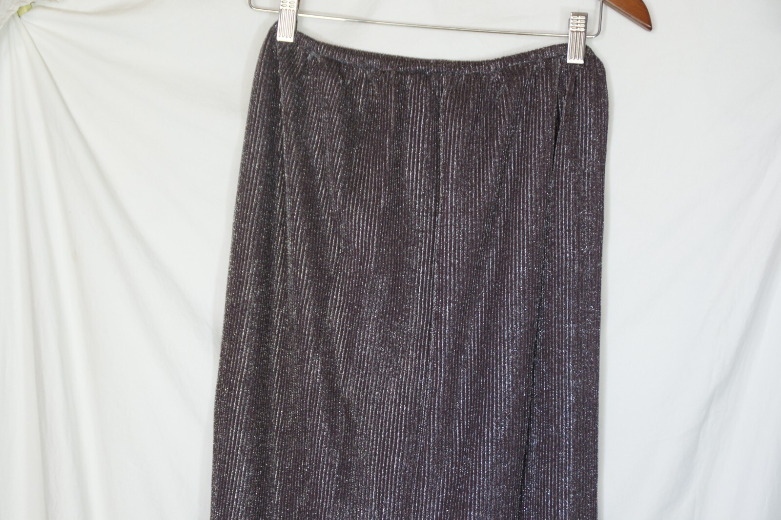 Vintage Carol Anderson Top Skirt Set Purple Gray Silver Metallic Size 7/8 Peplum