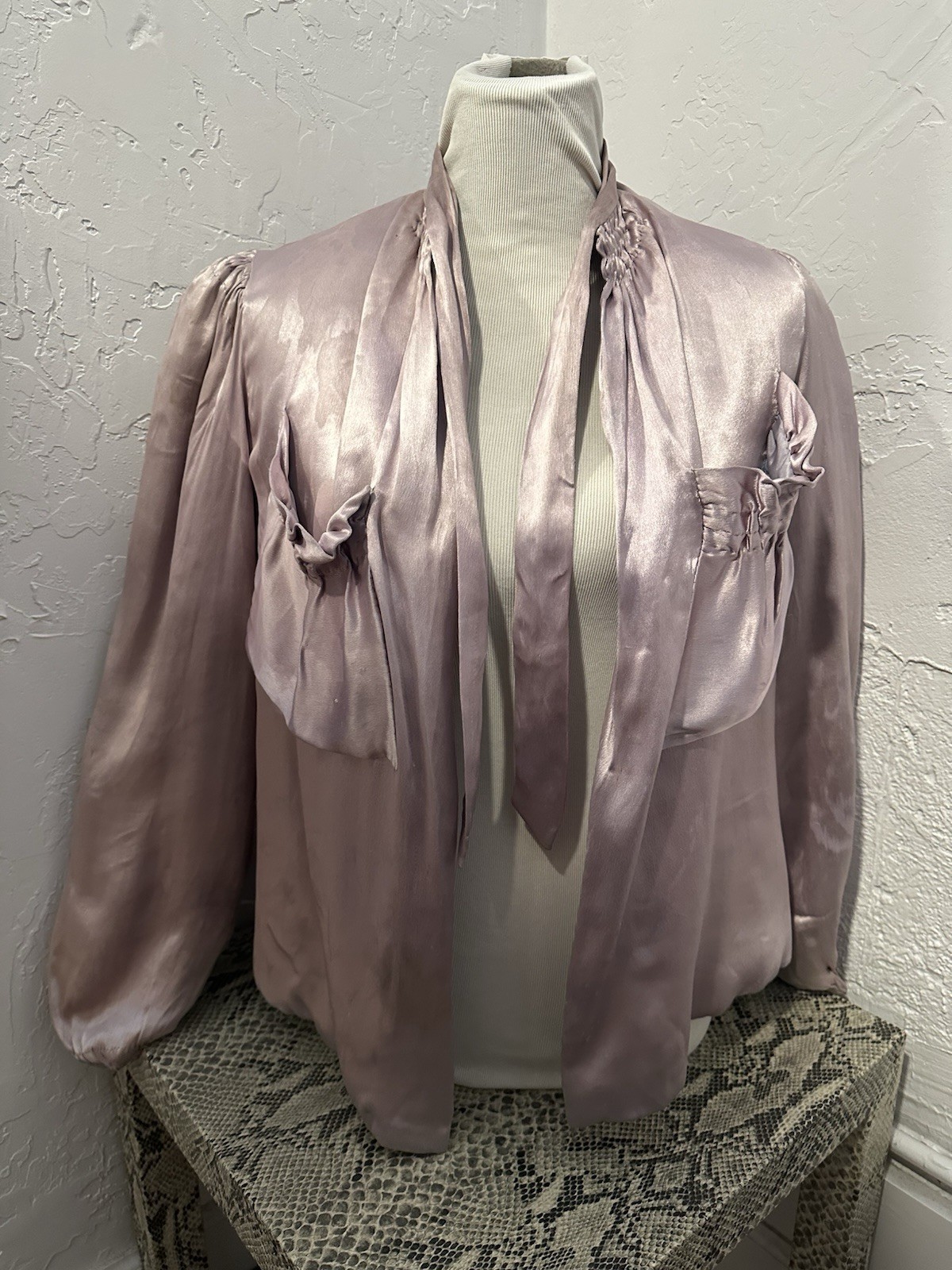 20s 30s Vintage Silk Satin Bed Jacket Lilac Purple Antique