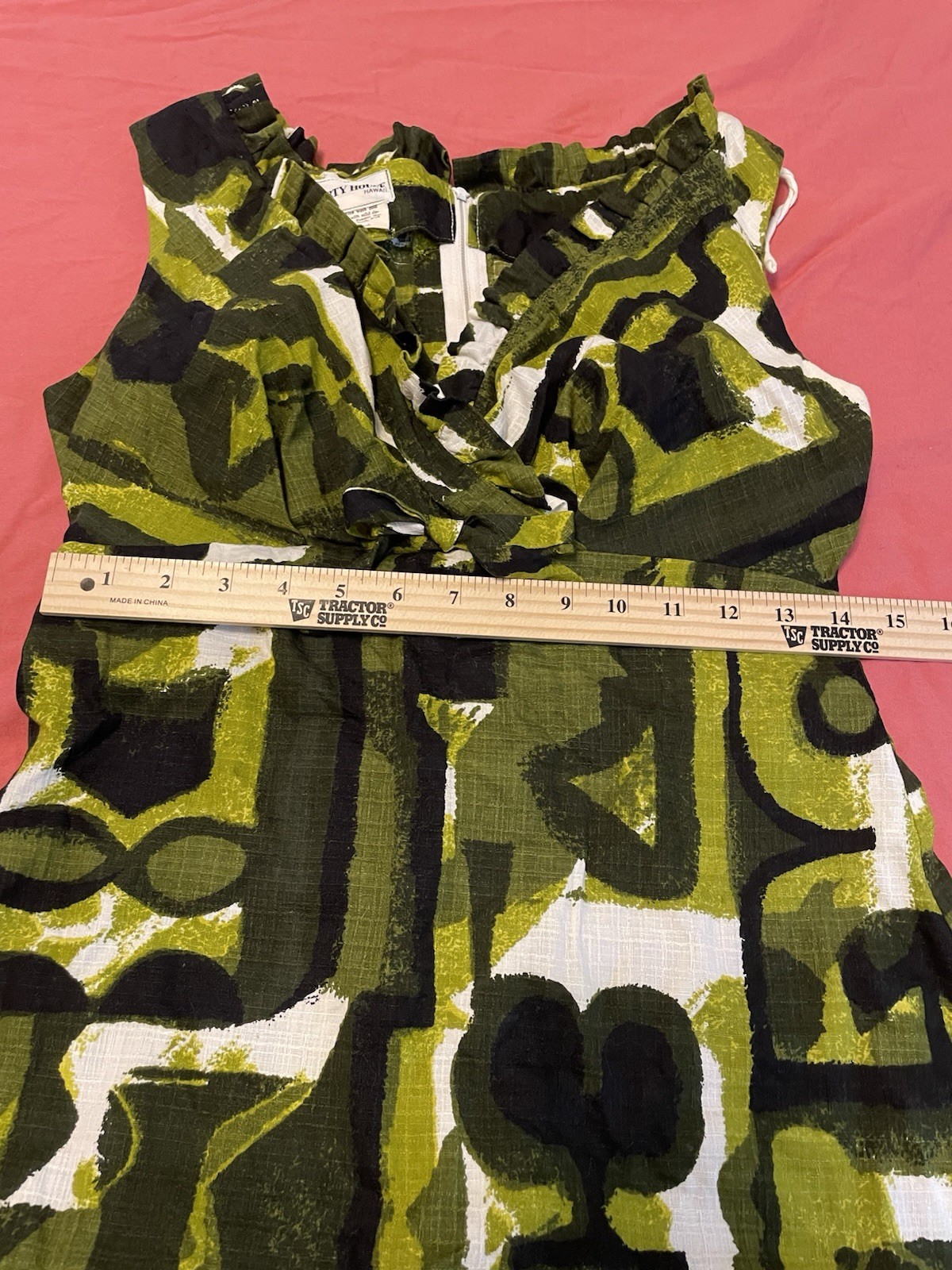 Vintage Liberty House Hawaii Maxi Dress Size S Abstract Pattern Green And Black