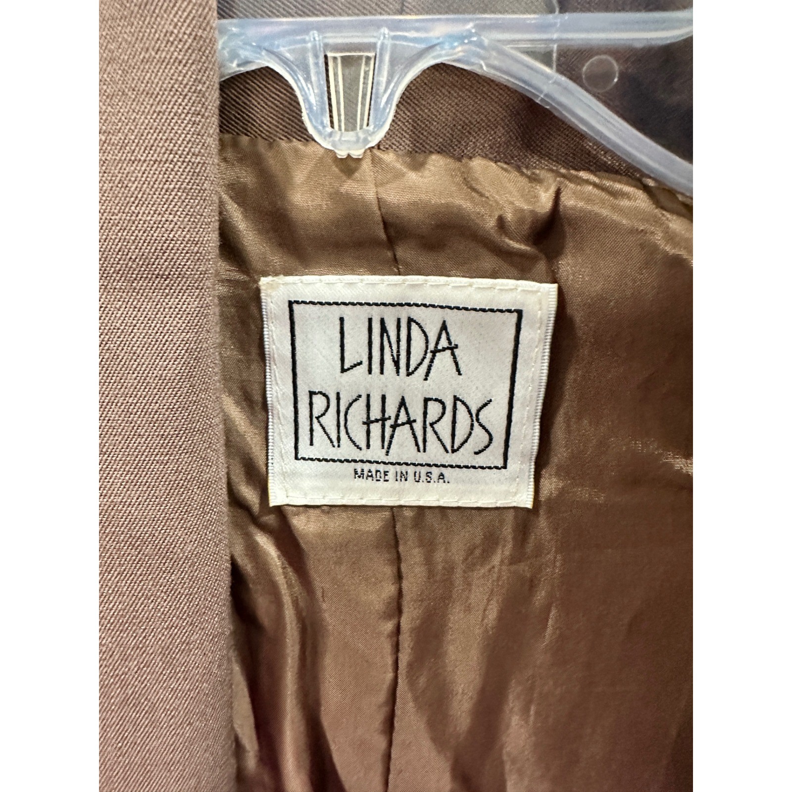 Linda Richards Brown 100% Wool Shawl Collar Duster Coat Vintage USA 6