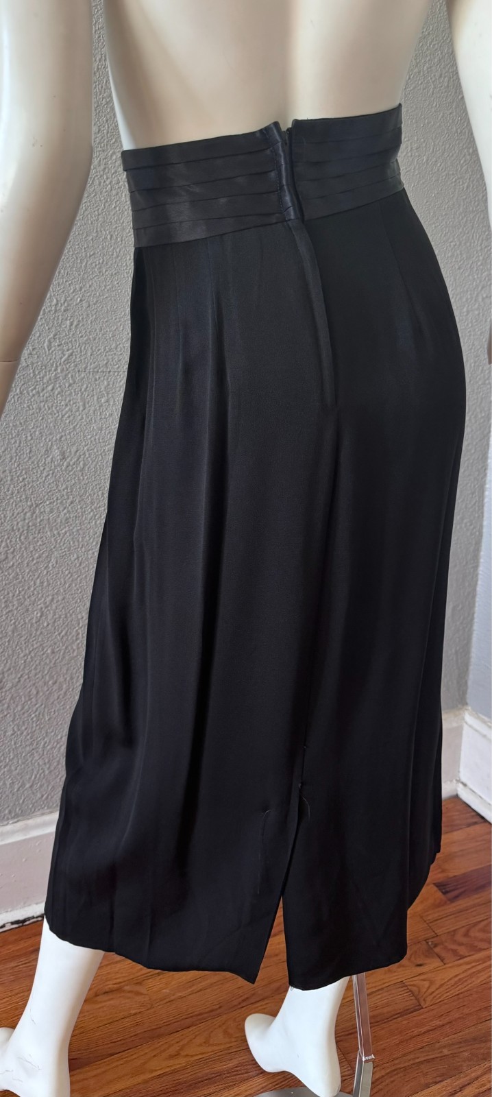 Vintage 80s Black High Waist TANGENTS Pencil Midi Skirt M