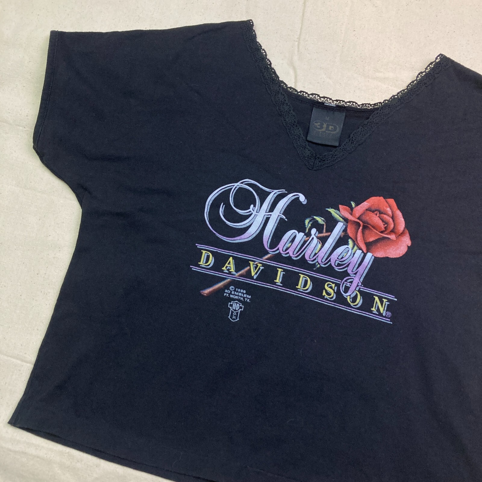 Vintage 80s 3D Emblem Harley Davidson T-shirt Milwaukee Wisconsin Motorcycle Tee