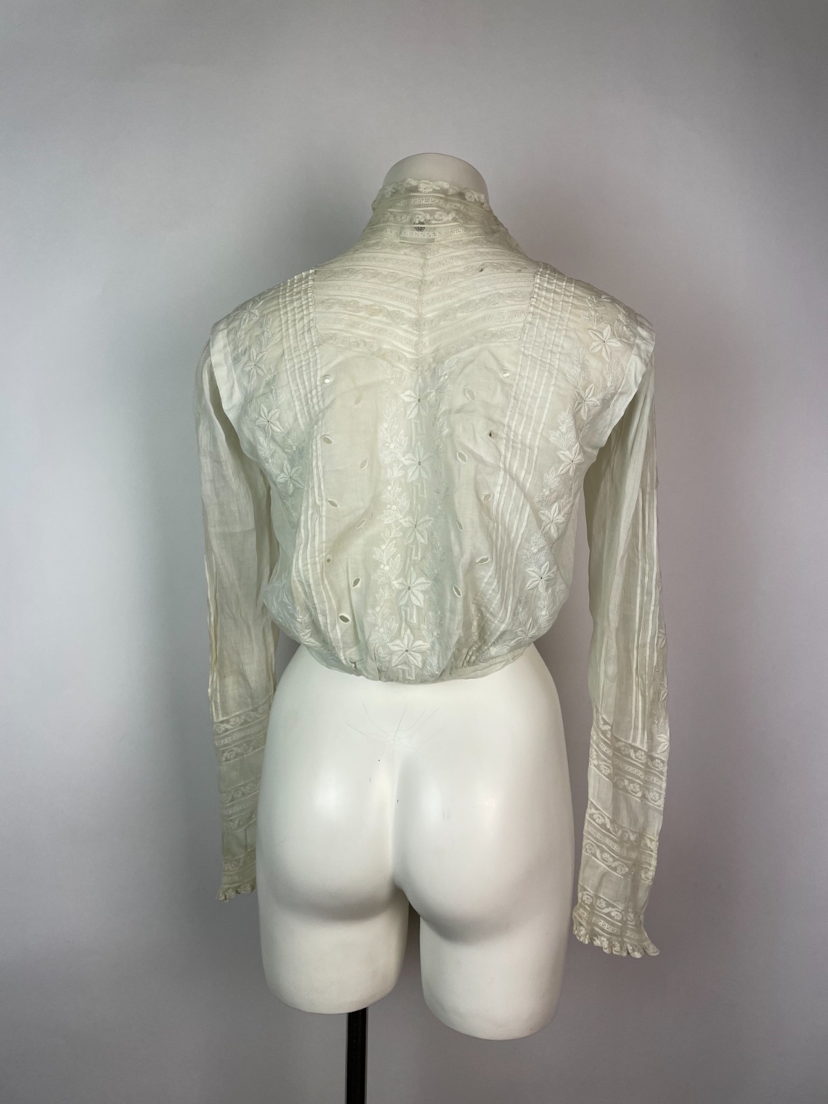 Antique 1800s Victorian White Blouse Lace Display Study Damage S