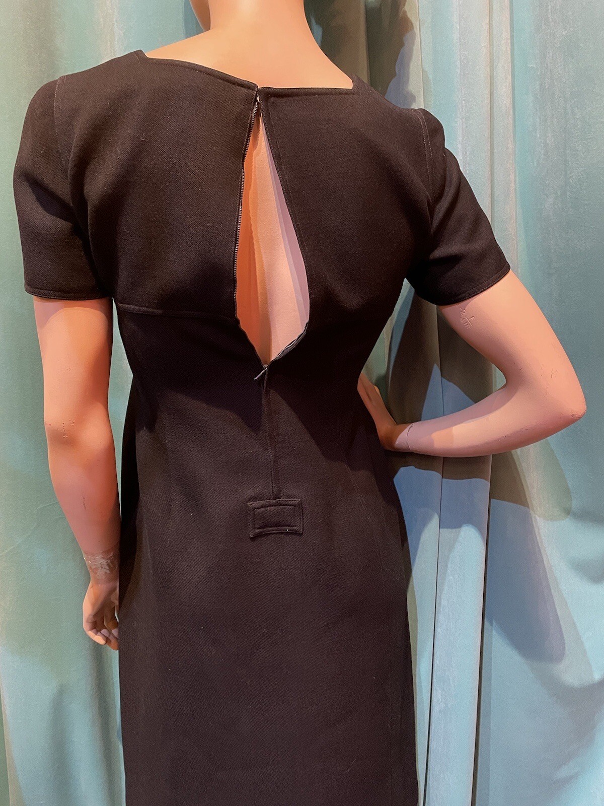 Vintage 60s Courreges Paris Black Wool Dress Mod Space Age Archival Cardin Style