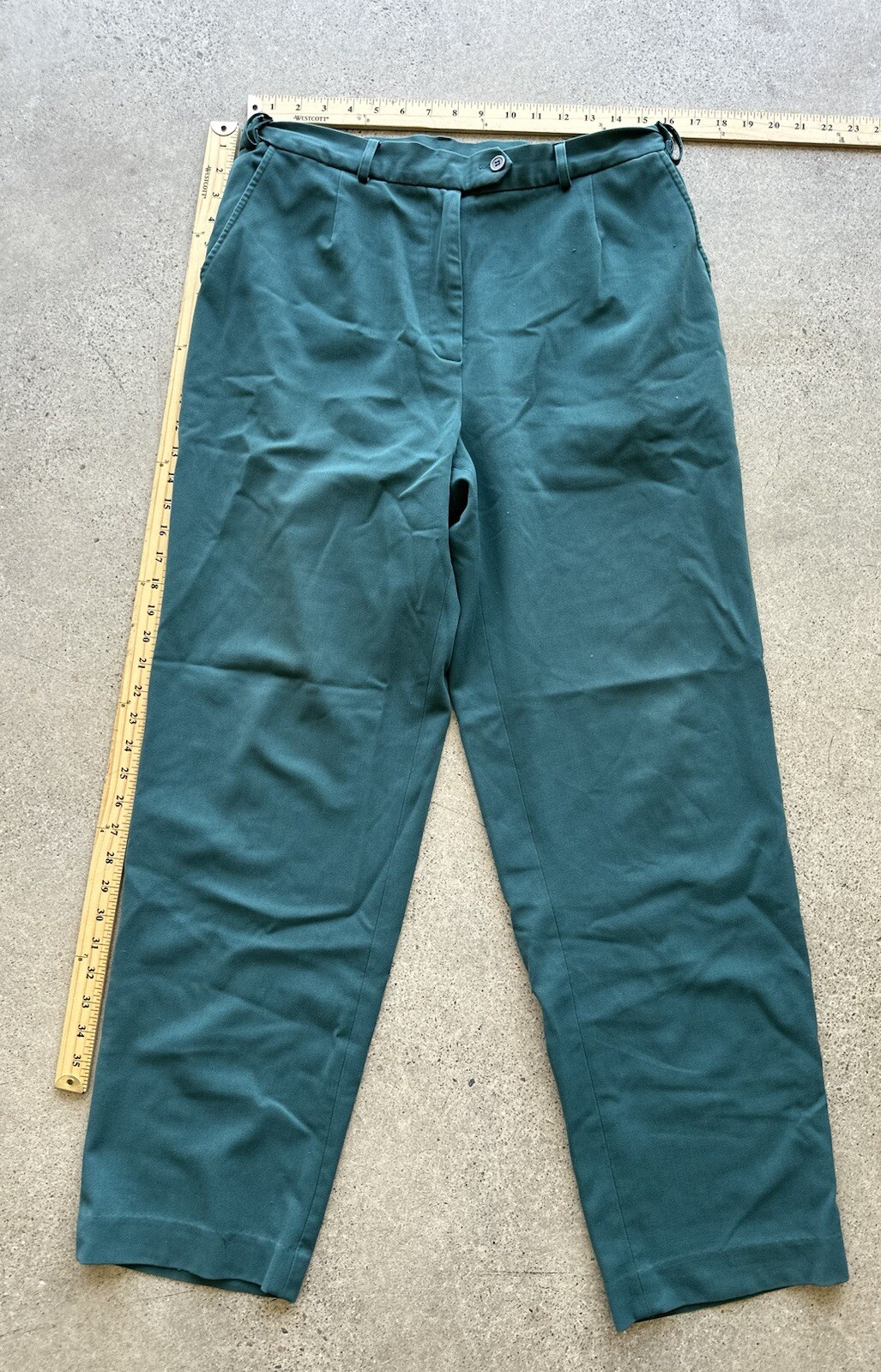 Vintage Norm Thompson Blue Teal Polyester Rayon Spandex Blend Pants Size 12