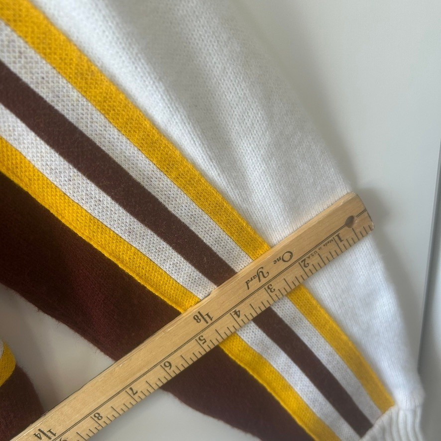 Vintage Hatchers Mfg RHS Cheerleader Sweater Maroon Gold White Stripe Large USA