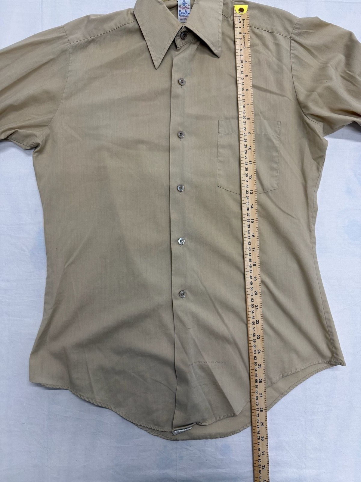 Vintage Flying Cross Perma-Press Broadcloth Long Sleeve Dress Shirt Tan
