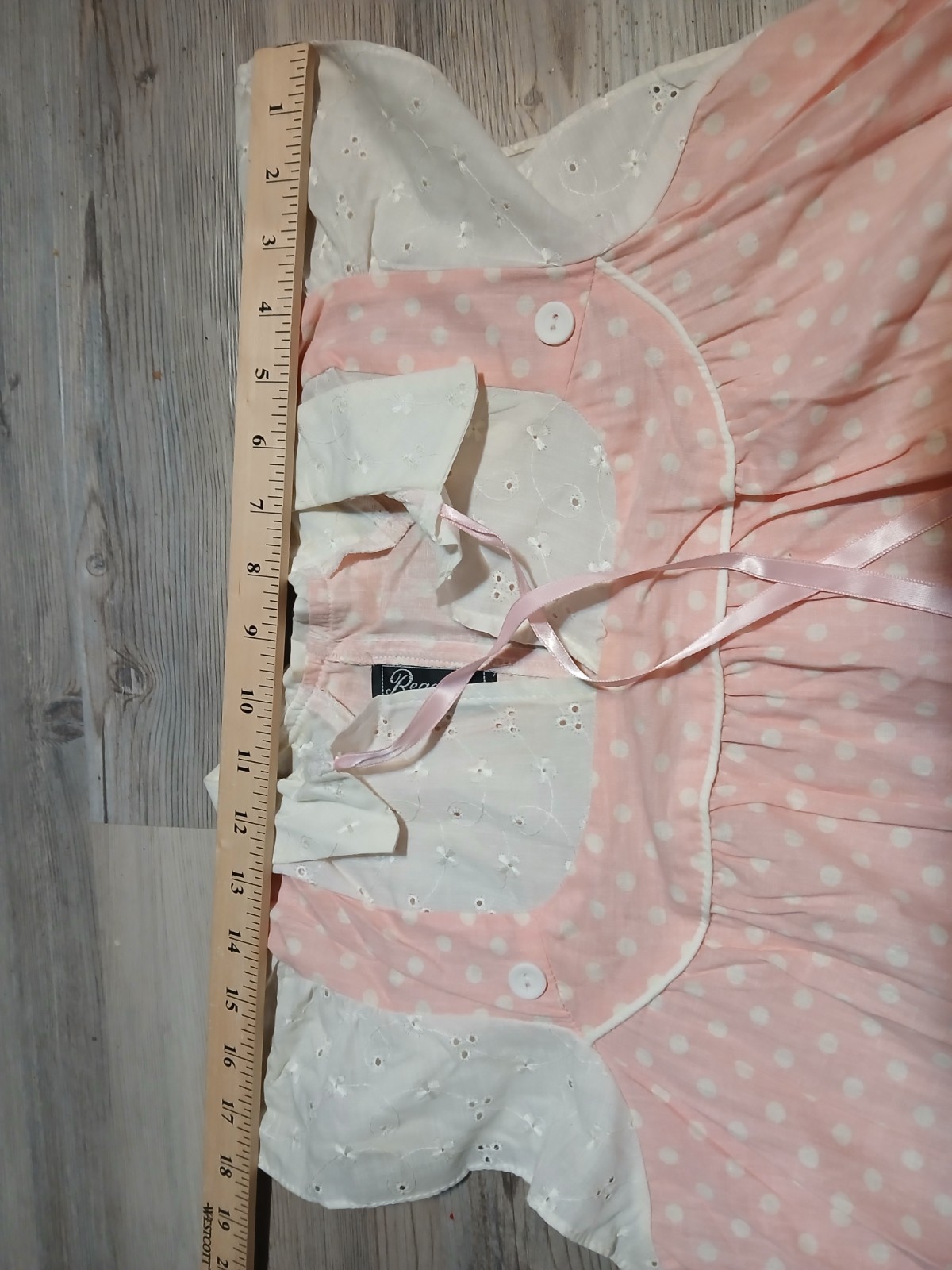 60’s? Babydoll Pink Polkadot Lace Short Sundress Cottage Housewife California