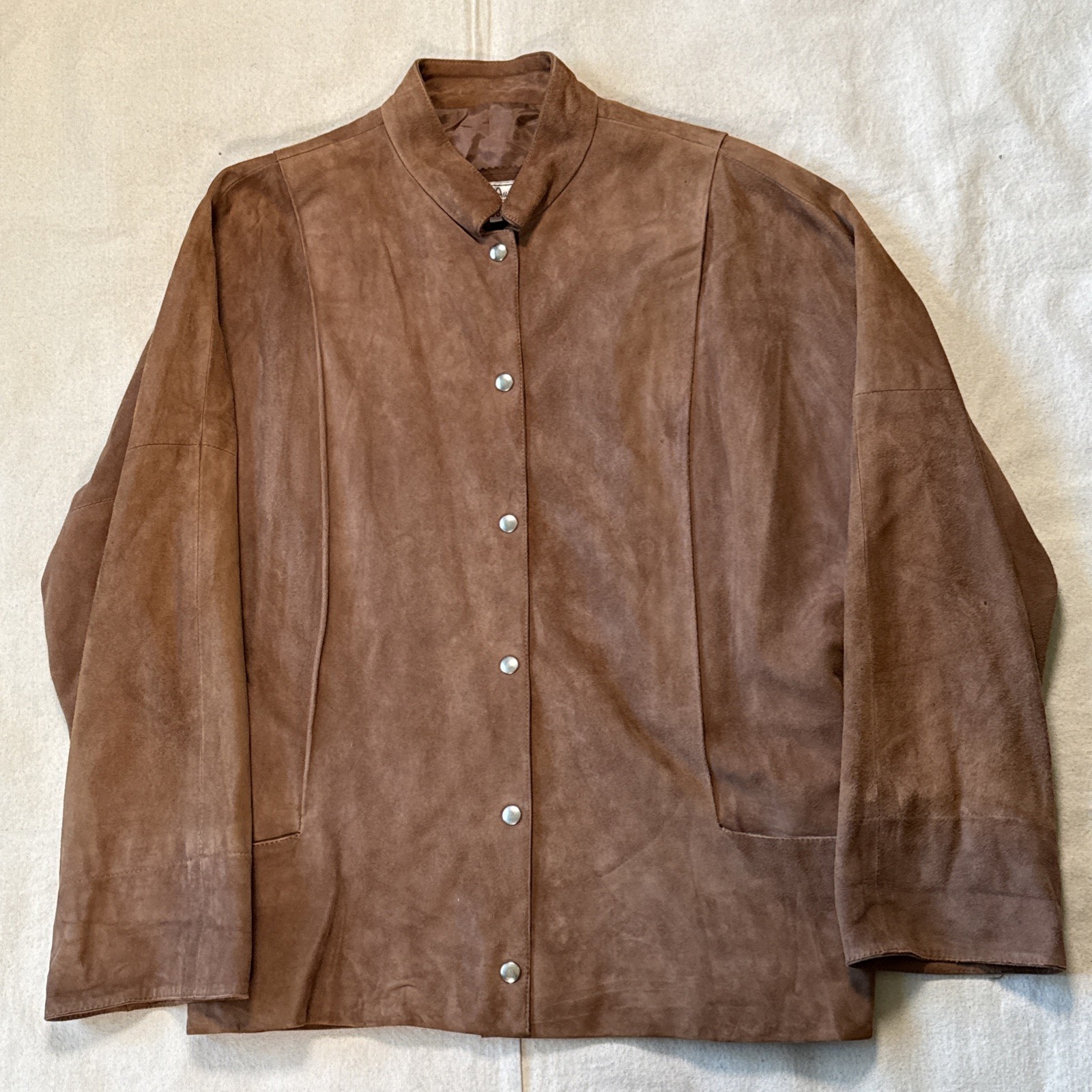 VTG Alan Austin Beverly Hills Suede Snap Jacket Sz 38 Made In France
