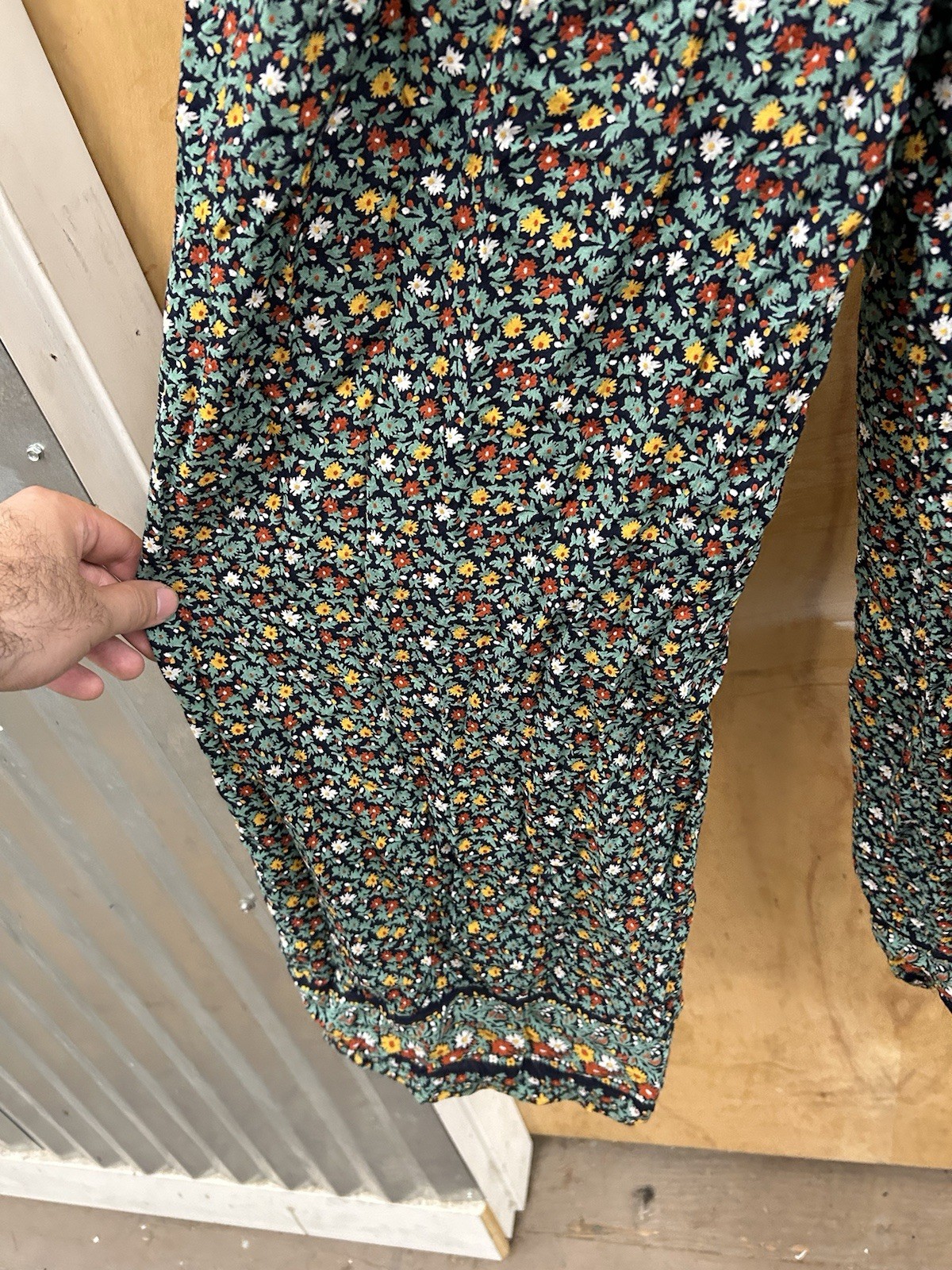 Vintage I.MAGNIN 1960s/1970s Floral Beaded Wide Leg Jumpsuit Hippie Disco