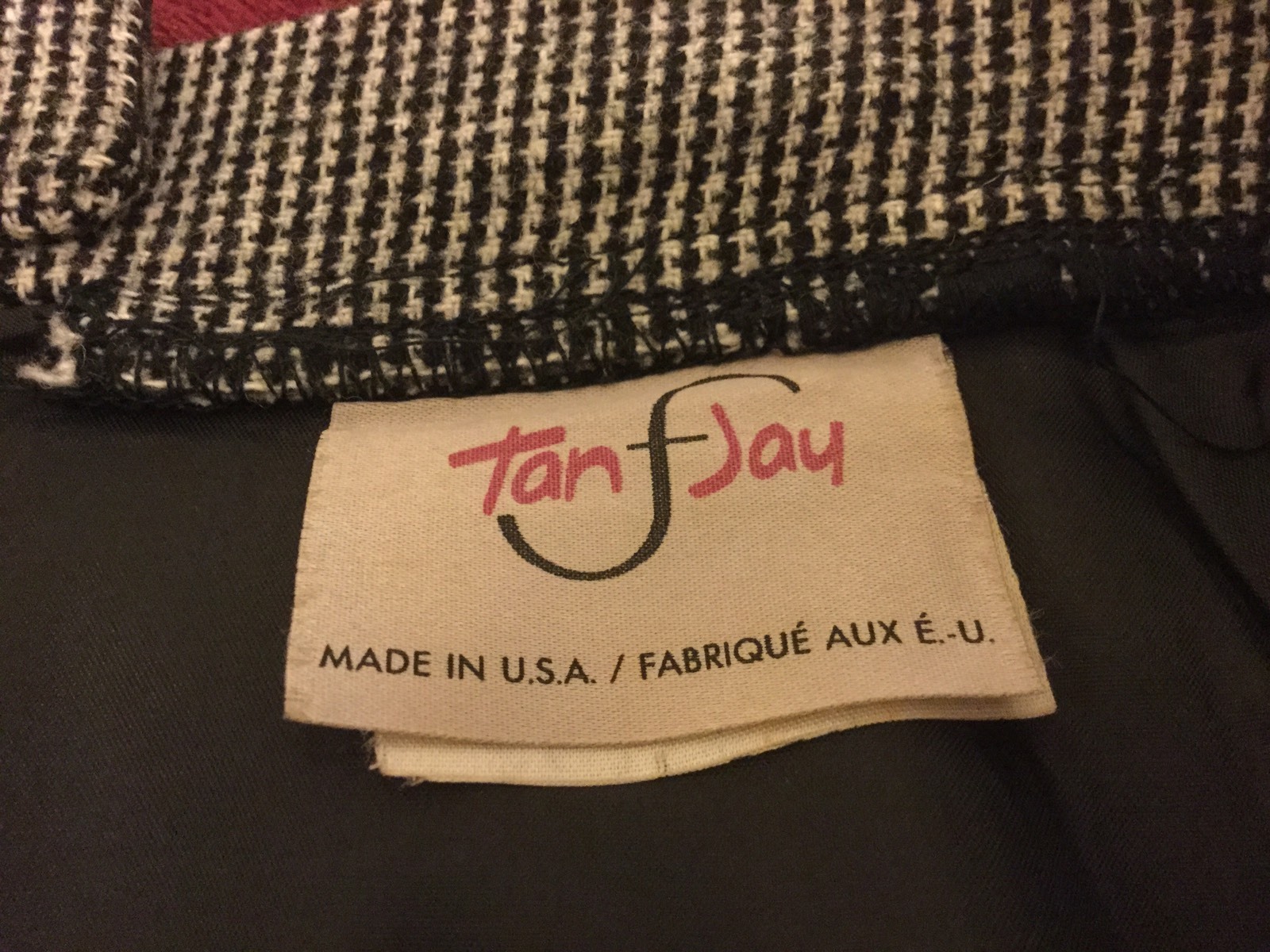 VTG EUC USA made Tan Jay Wool Poly 32×48 Rockabilly Houndstooth A Line Skirt