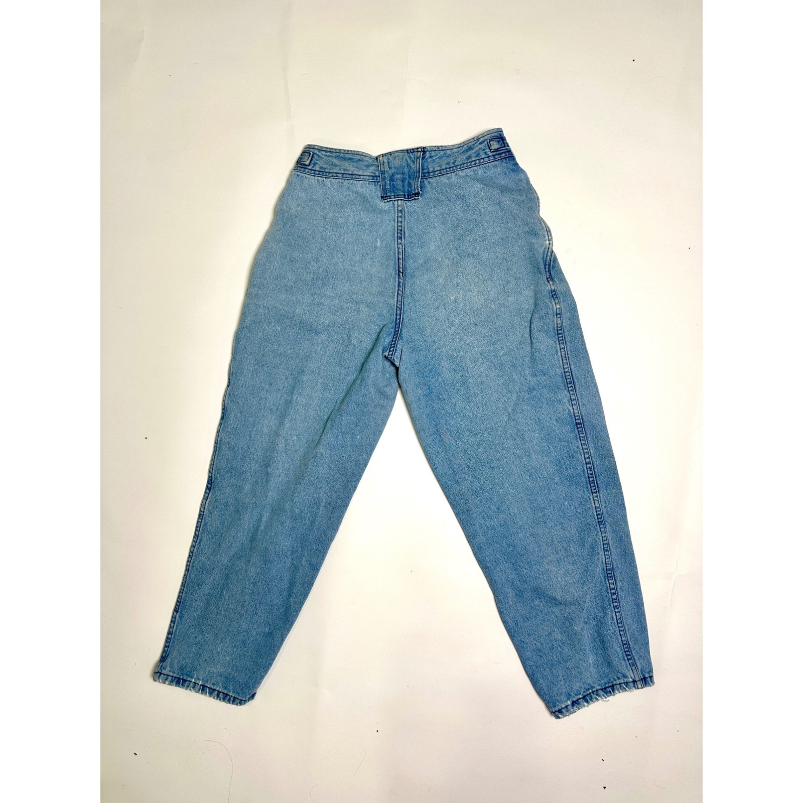 Vintage 1980s Blue Mom Jeans High Waist Pleated Tapered Leg Denim 28 Inch Waist