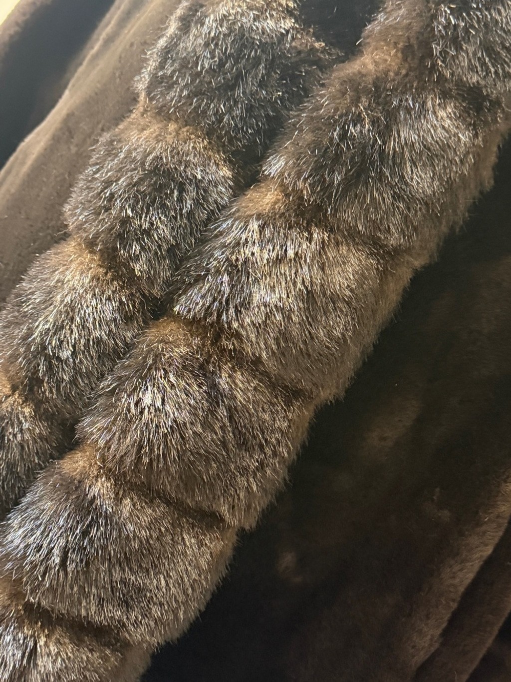 Vintage Marvin Richards Luxurious Dark Brown Faux Fur Coat with Plush Trim