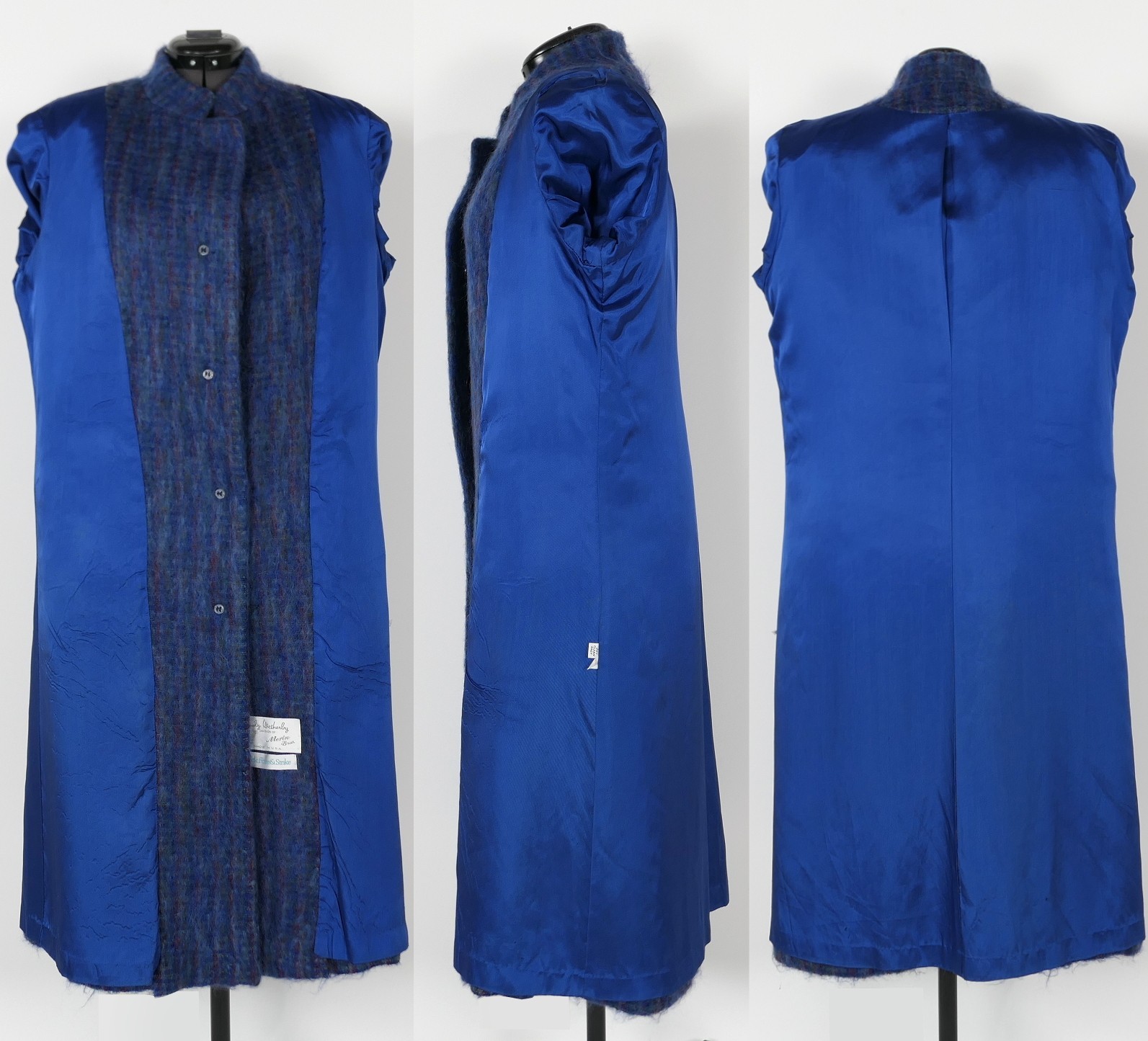 VTG Emily Wetherby Mohair Long Coat Women’s 10 ~ Blue /Purple Fuzzy Cozy USA 60s