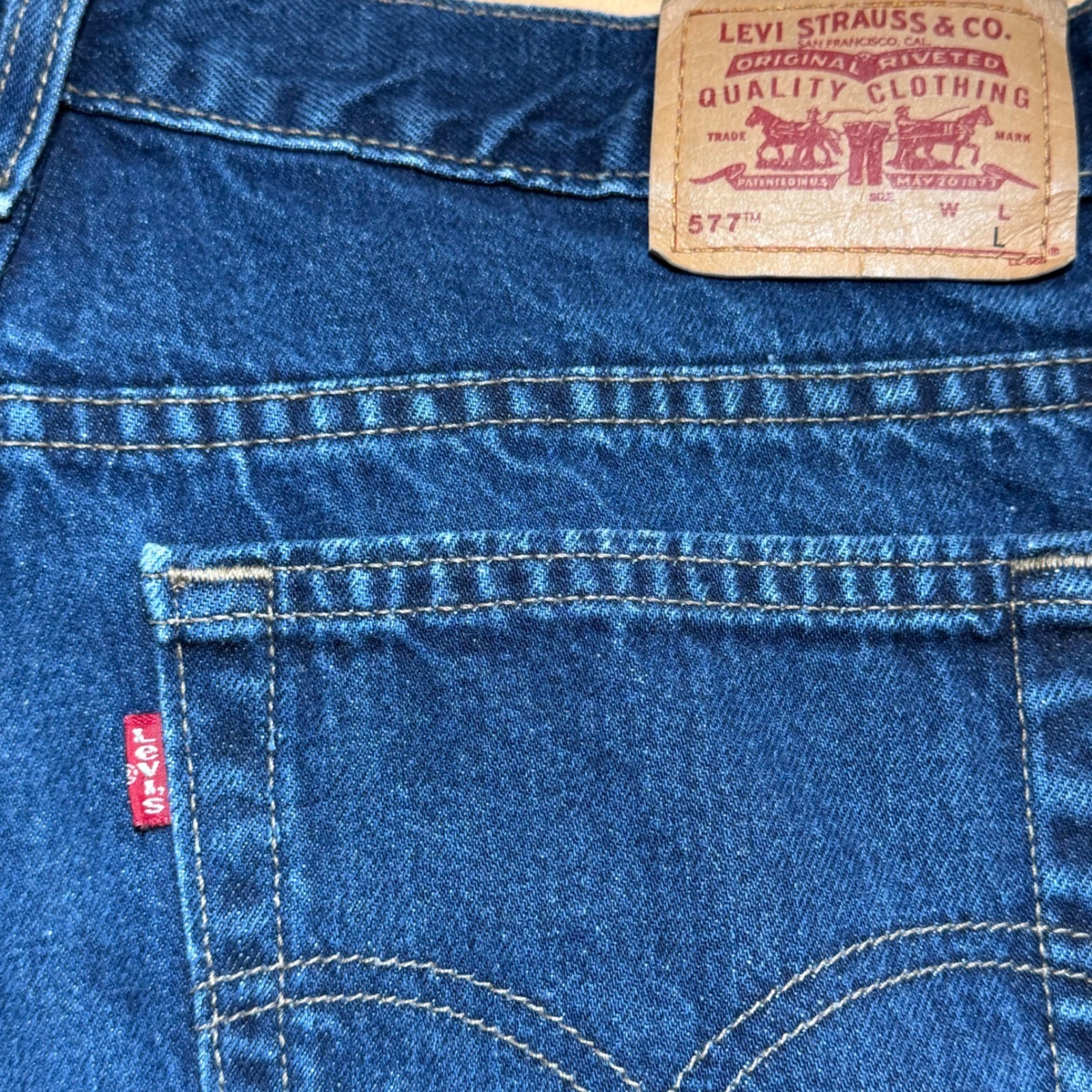 Vintage Levis 577 Jeans Womens 12 L Blue Loose Fit Lower Rise Made in USA