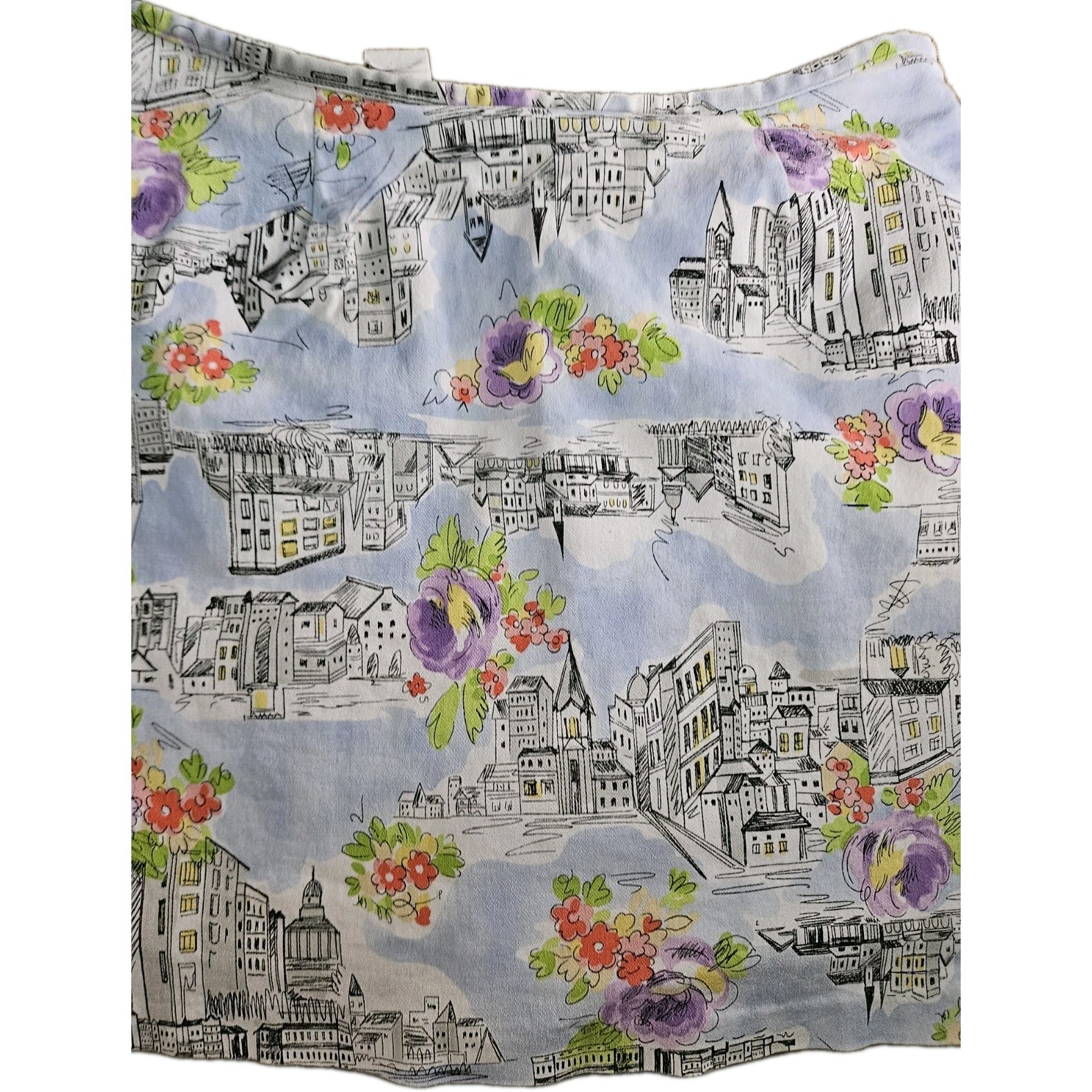 Vintage Briggs New York Cotton Skirt Skort Cityscape and Florals Size 8 Short