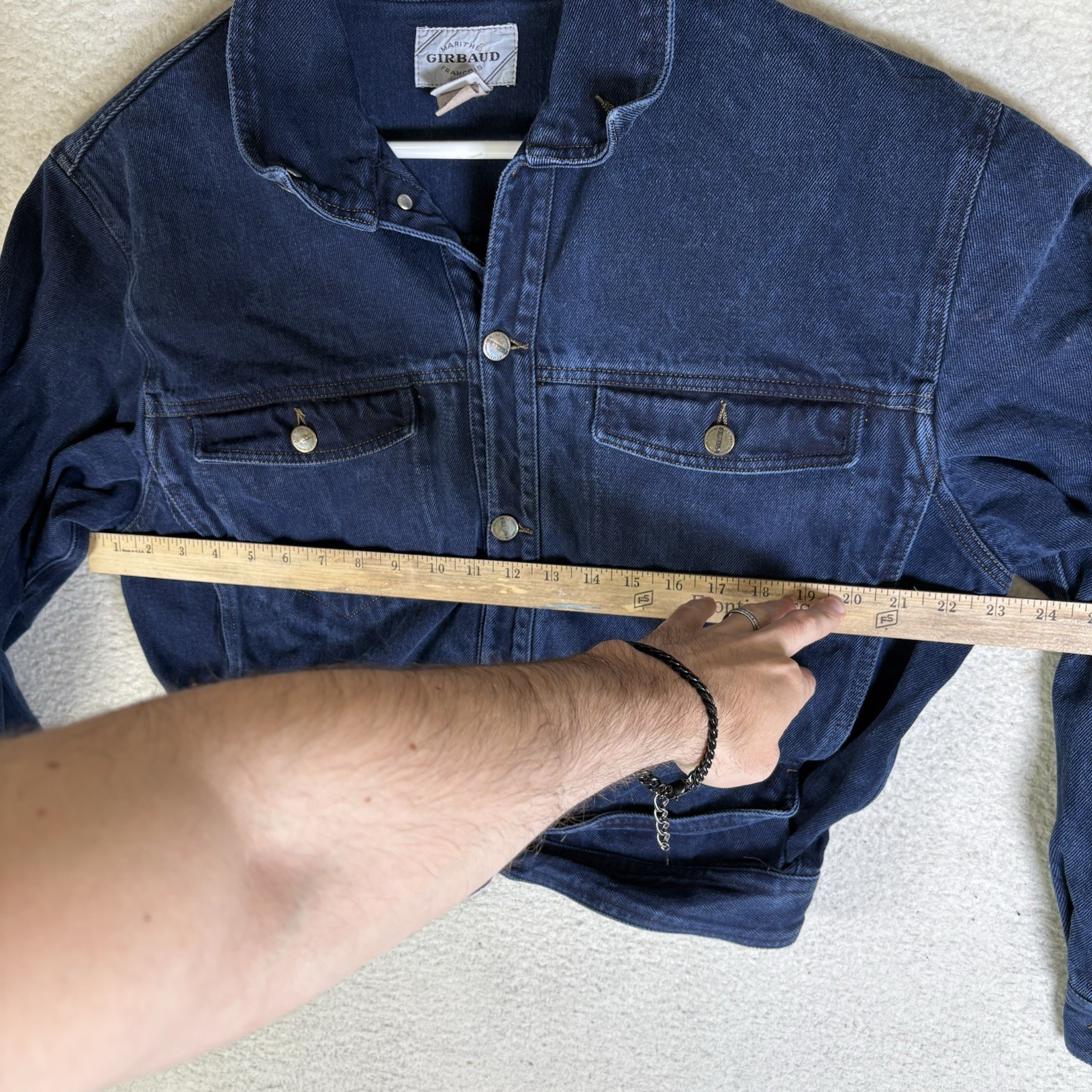 Vintage 90s Marithe Francois Girbaud Cropped Denim Jacket Womens Large Blue