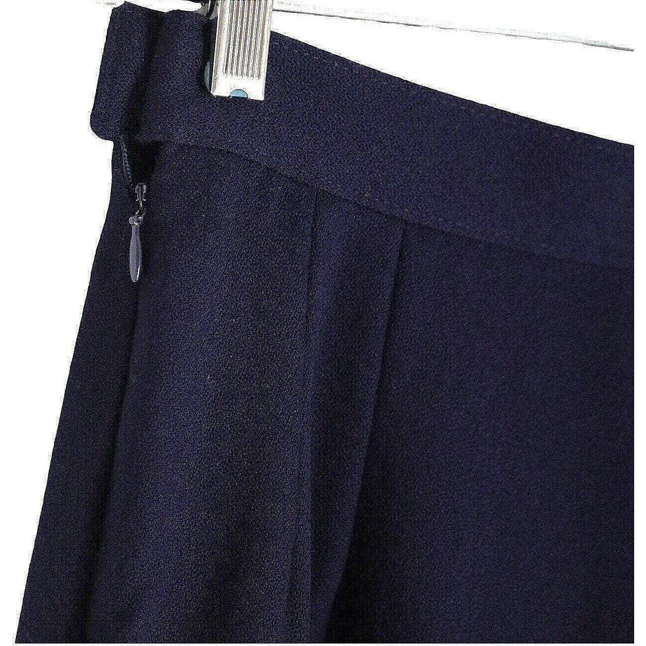 Pendleton Trousers Women Size 8 Navy Blue Pleated High Waist Wool Crepe Vintage