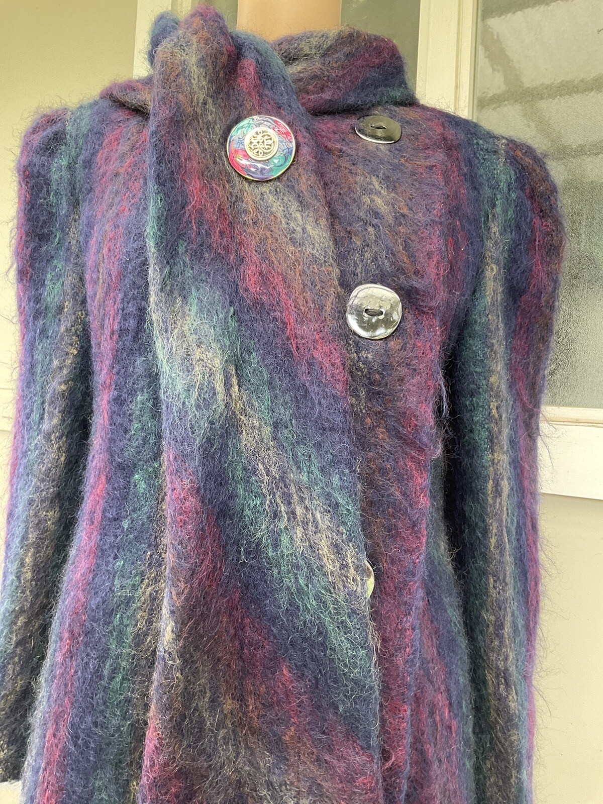 Vtg 70s Pauline Trigere Luxury Blue Mohair Ladies Coat 10/12
