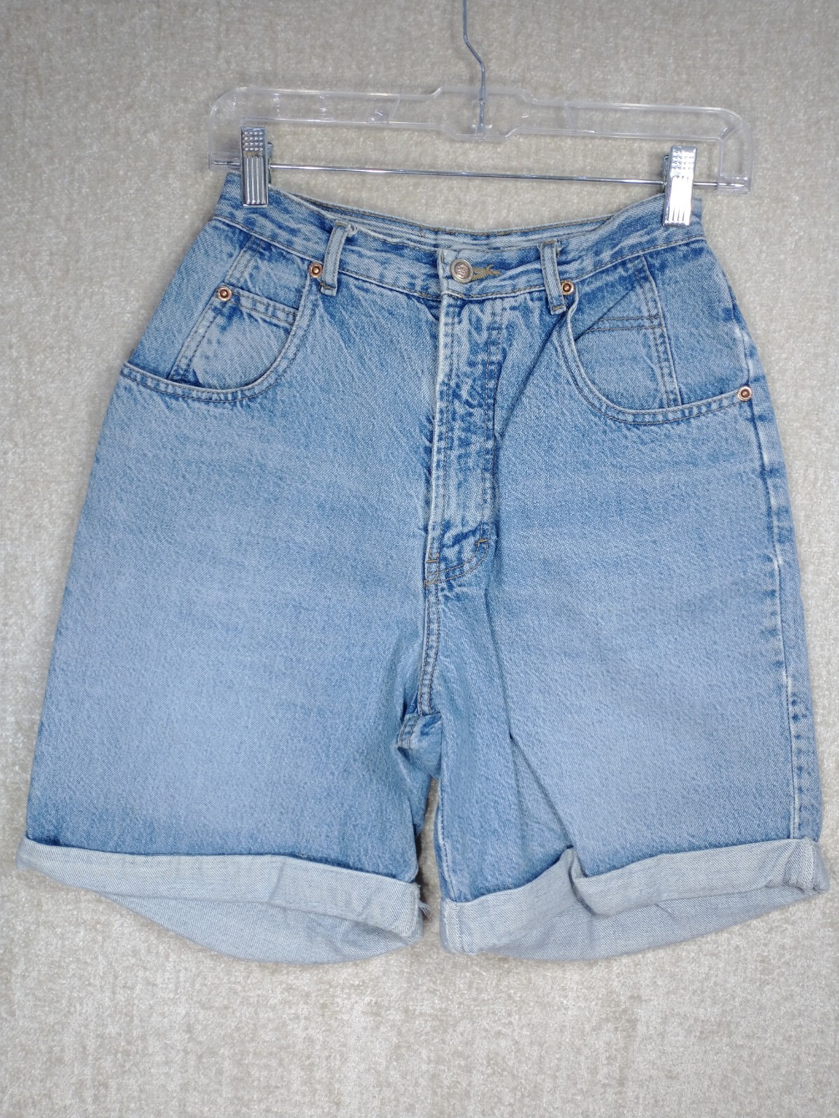 Vtg Y2K Gloria Vanderbilt Sz 8 Stone Wash High Waisted Denim Mom Shorts 24×7