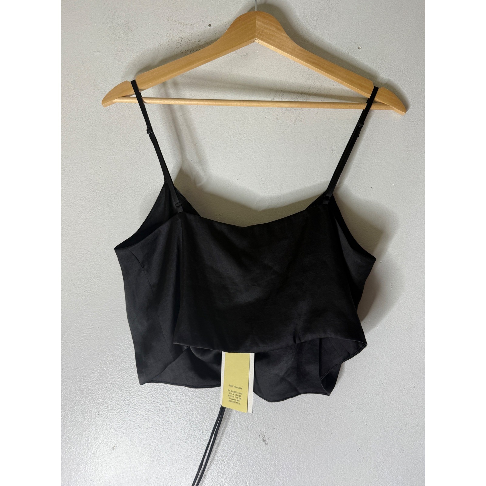 Aritzia Wilfred verso cami black satin rouched front medium NWT