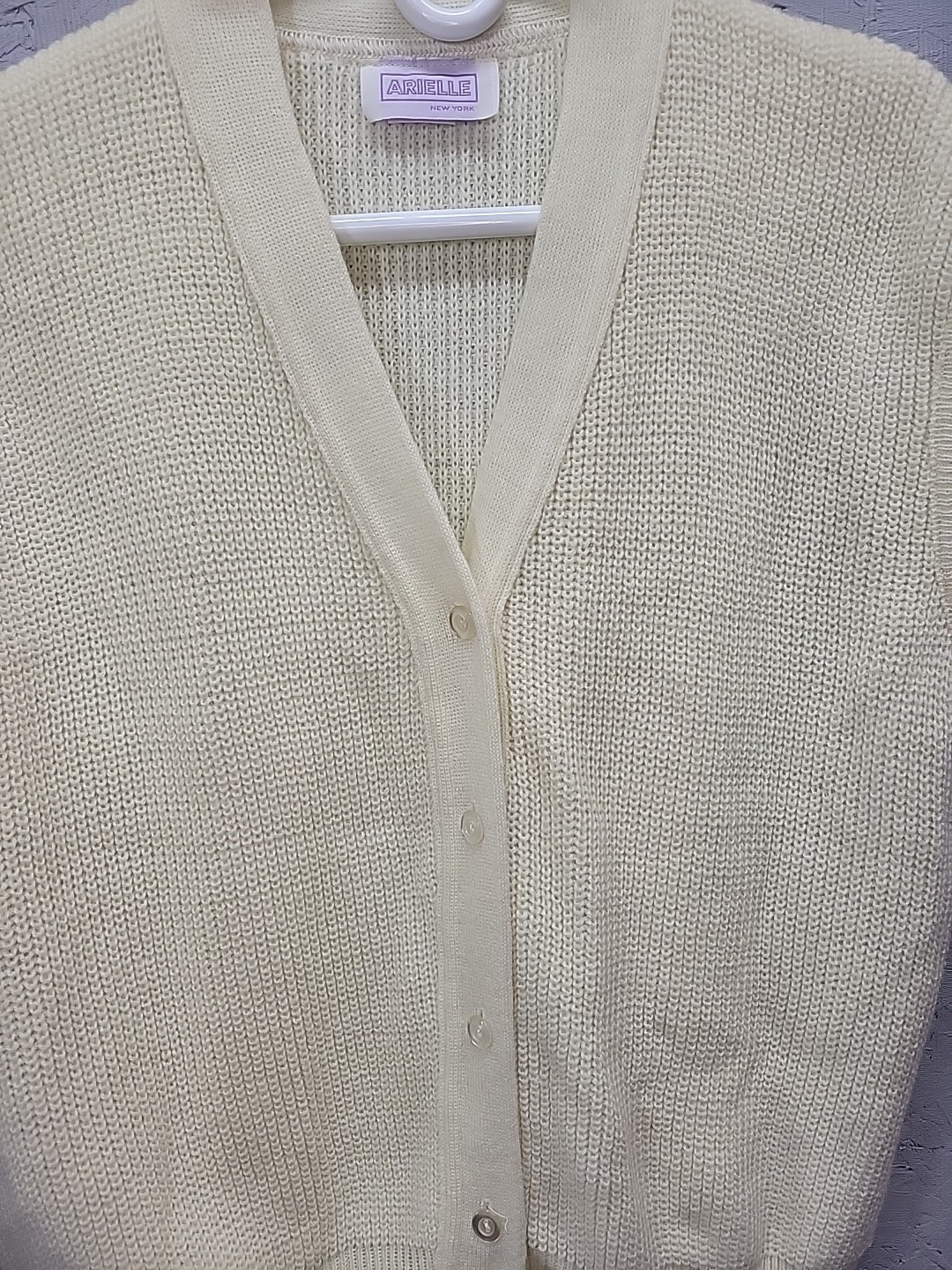 Vintage Arielle New York Cream Sweater Vest Acrylic USA Women Sz L