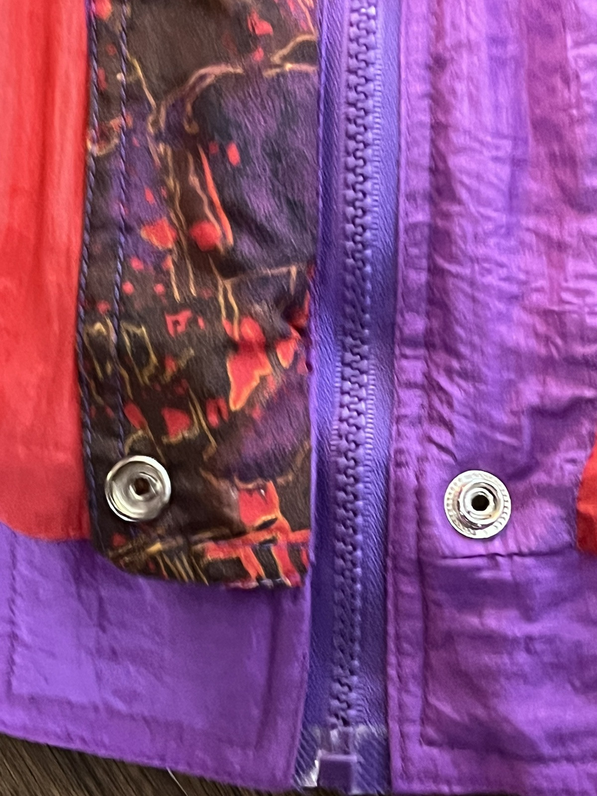 Vtg 80s NOUVEAU MONDE SPORT size 1X Windbreaker Set Purple/multi-colored