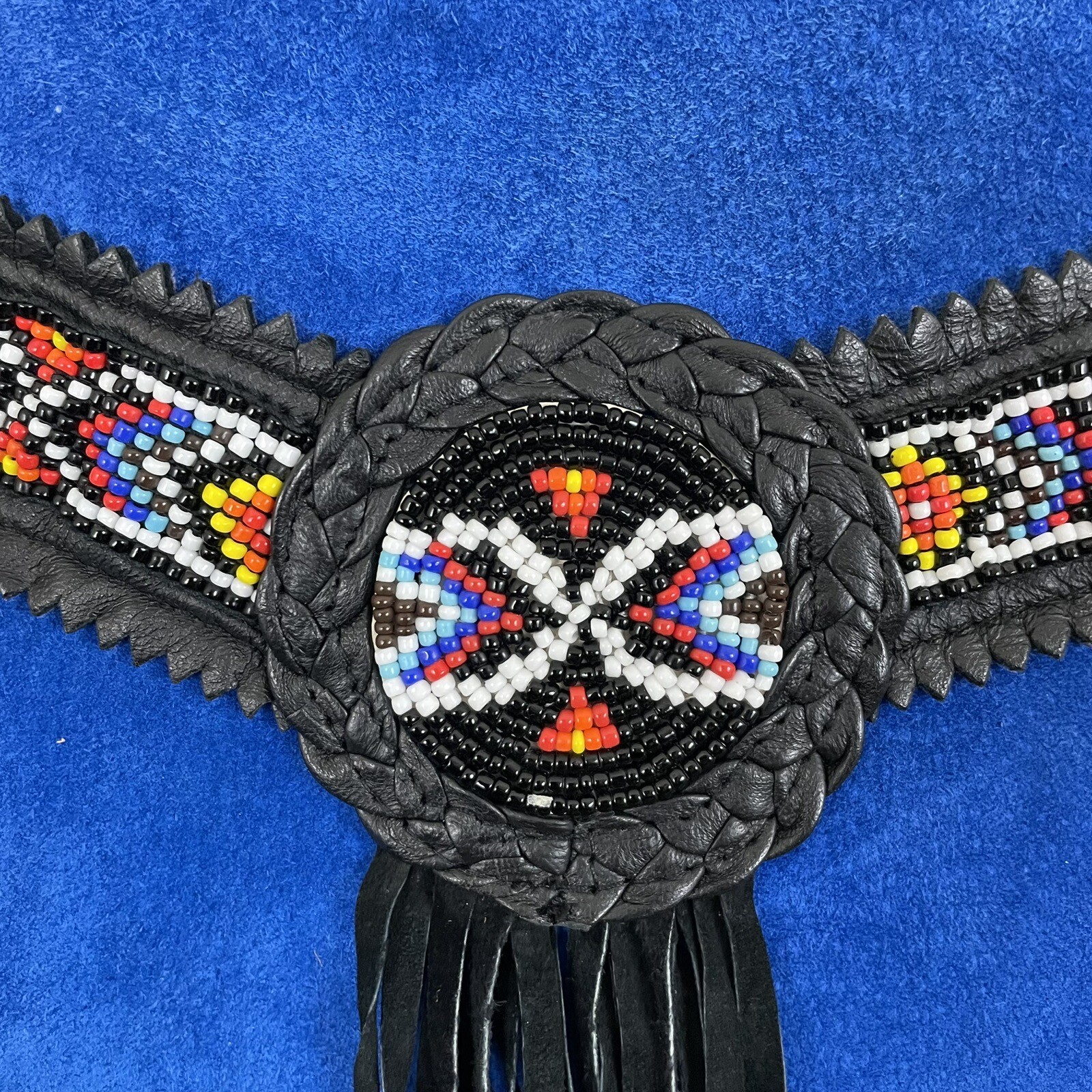 VTG 80s Western Phoenix Frontier Fringe Jacket Skirt S/M Blue Suede Bead Outfit