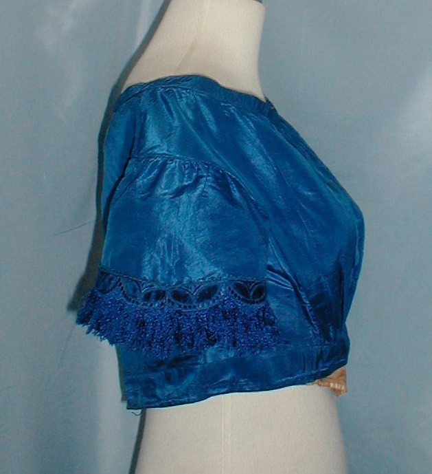 Elegant Antique Dress Ballgown Bodice Victorian 1860 Royal Blue Silk
