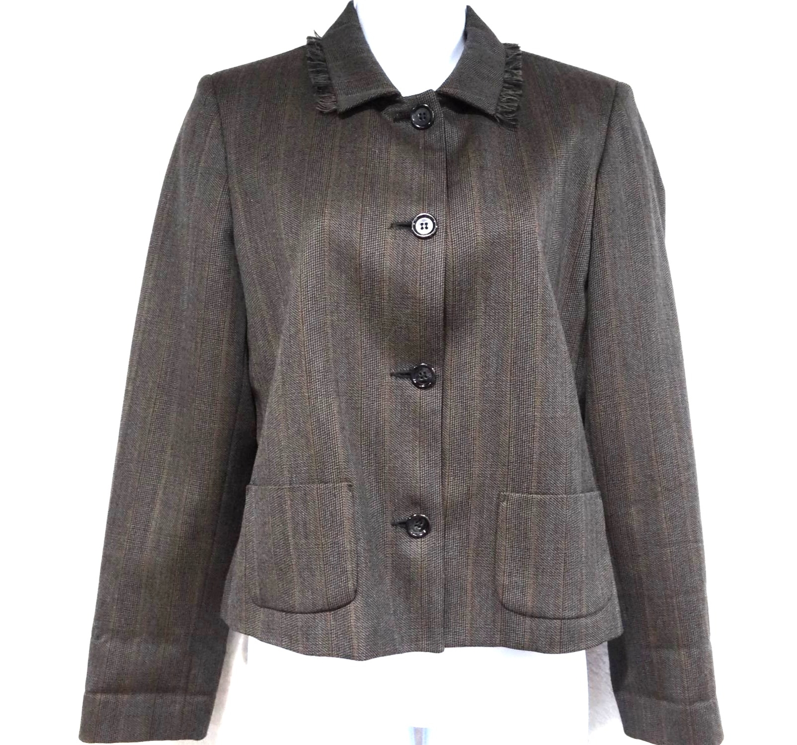 Harve Benard Sport 100% Wool Herringbone Button-Up Retro Blazer Women’s Size 6