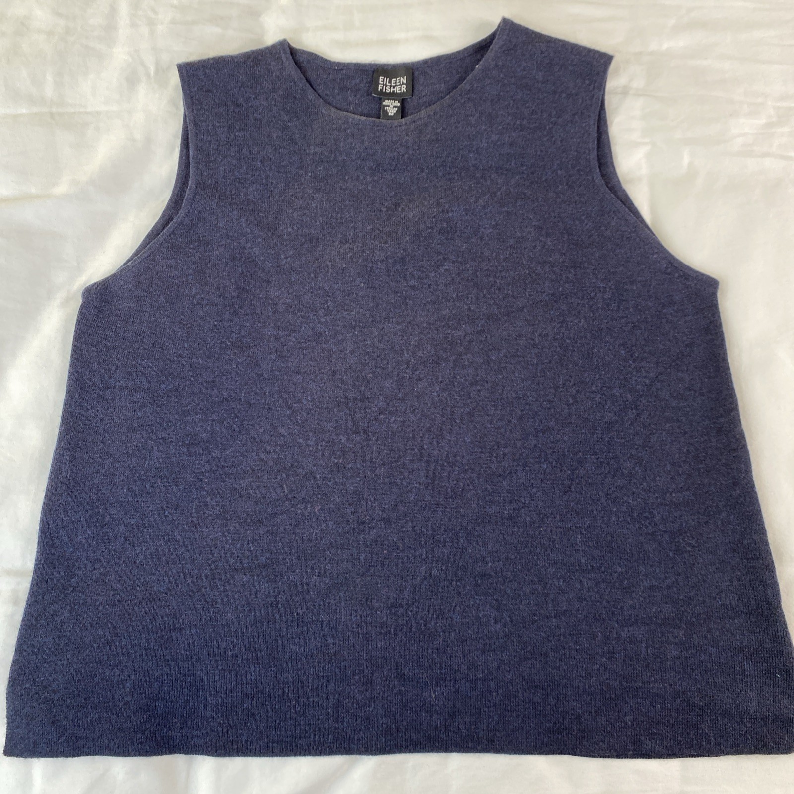Vtg Eileen Fisher Navy Tank & Skirt Set 2 Piece Sz Med 100% Merino Wool Minimal
