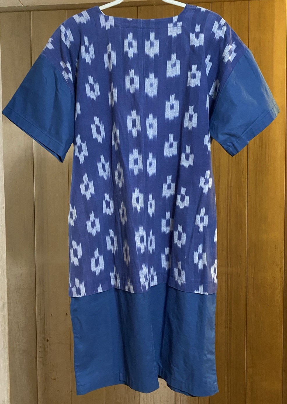 Vintage Kasuri Hawaii Japanese Kasuri Ikat Tunic Shift Dress Blue Cotton S or M