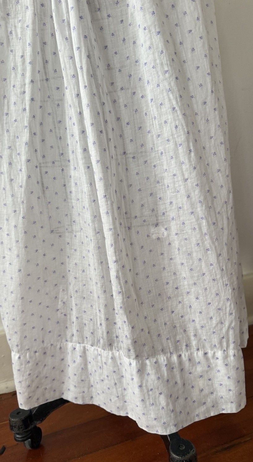 Antique Edwardian Sheer Lavender Sprig Print Cotton 2 Pc. Dress/Skirt Set 1920s