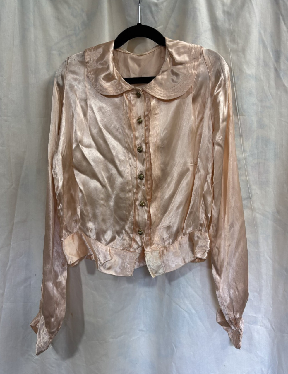 Antique Edwardian Victorian Women’s Peach Pink Satin Shirt Top