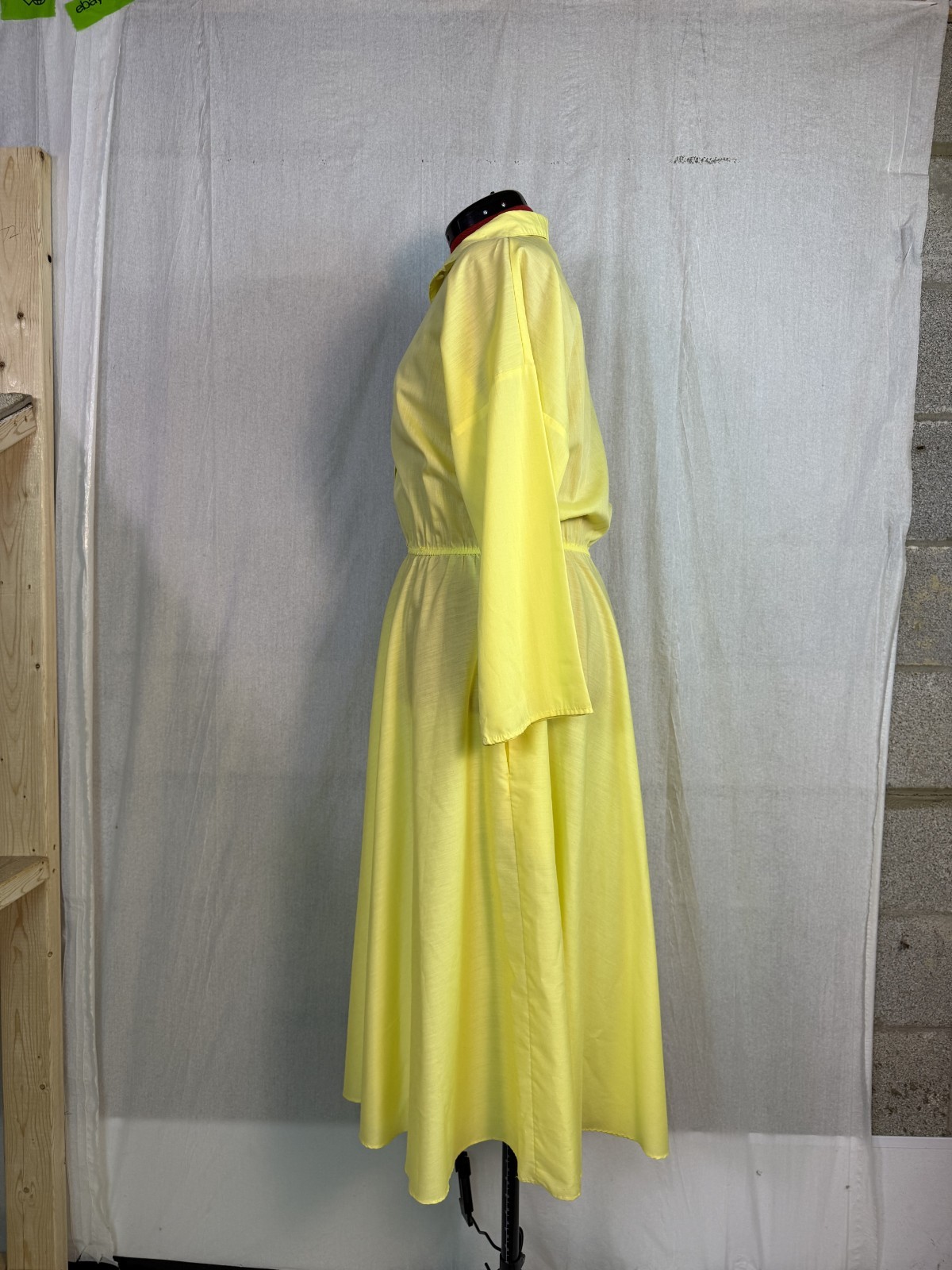Vintage The American Shirt Dress 80s Yellow 50s Style fit & flare Size 8 M F728