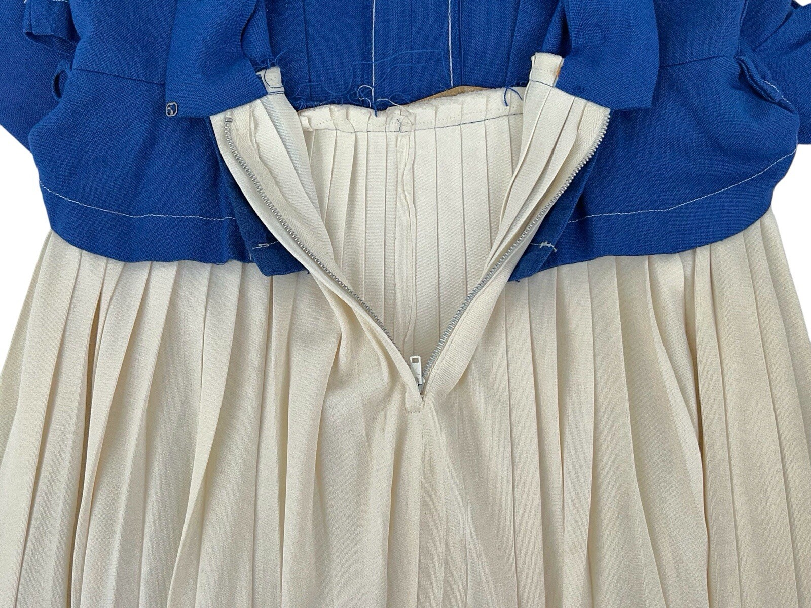 Vintage 1950’s Navy Day Dress Pat Perkins Rayon Pleated Skirt Size 4