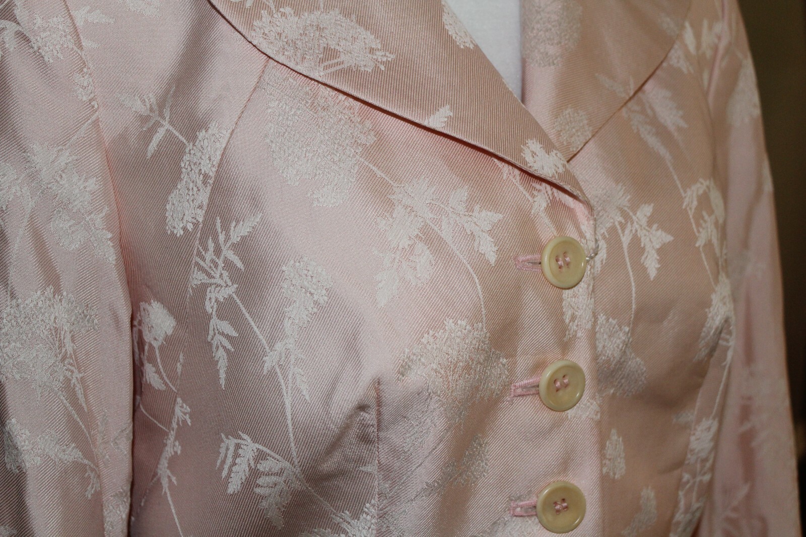 VTG NWT 90’s Barneys NY Floral Brocade Pink Cotton Silk Blazer Skirt Suit 8 10