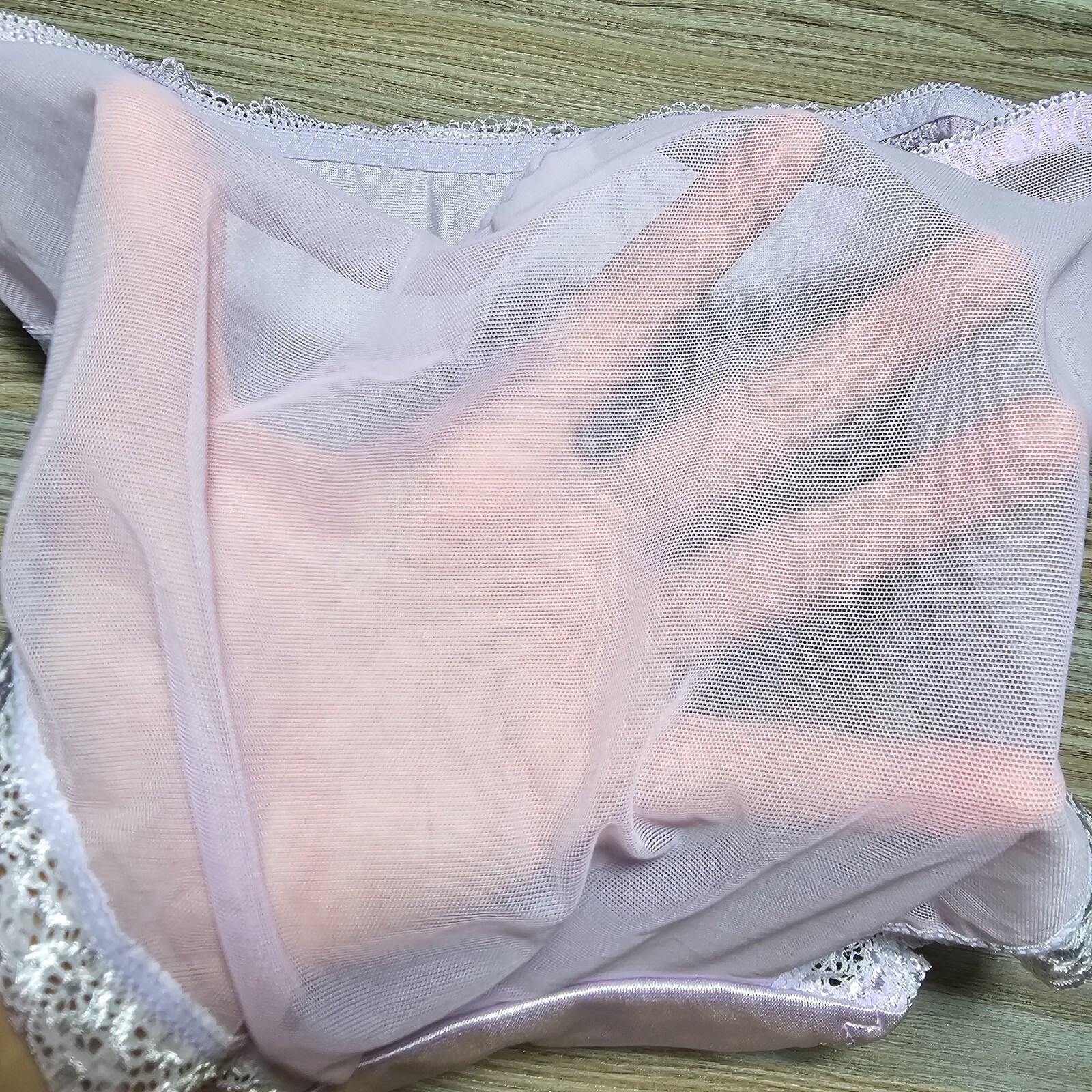 Shiny Nylon Satin Panty Sissy Purple Bikini See Through Brief Sz. 6-7 Hip 35-39″