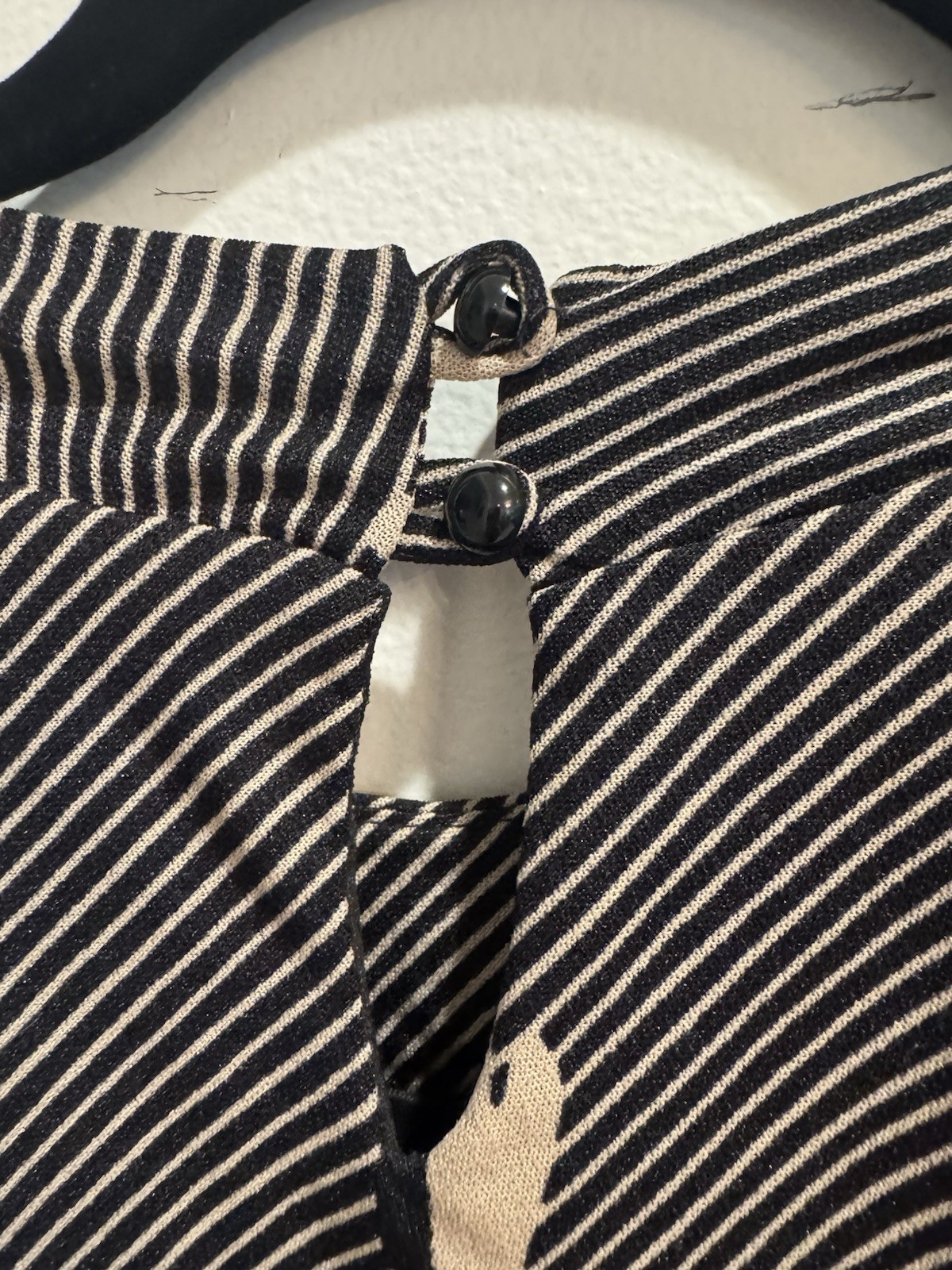 VTG 1980s Dress Black Beige Red Abstract Stripes Short Sleeve Teacher Normcore