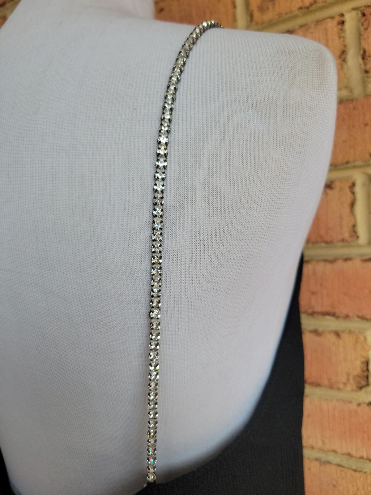 VTG Dana Hogan by Robyn Michelle Long Rhinestone Strap Black Santana Knit Dress