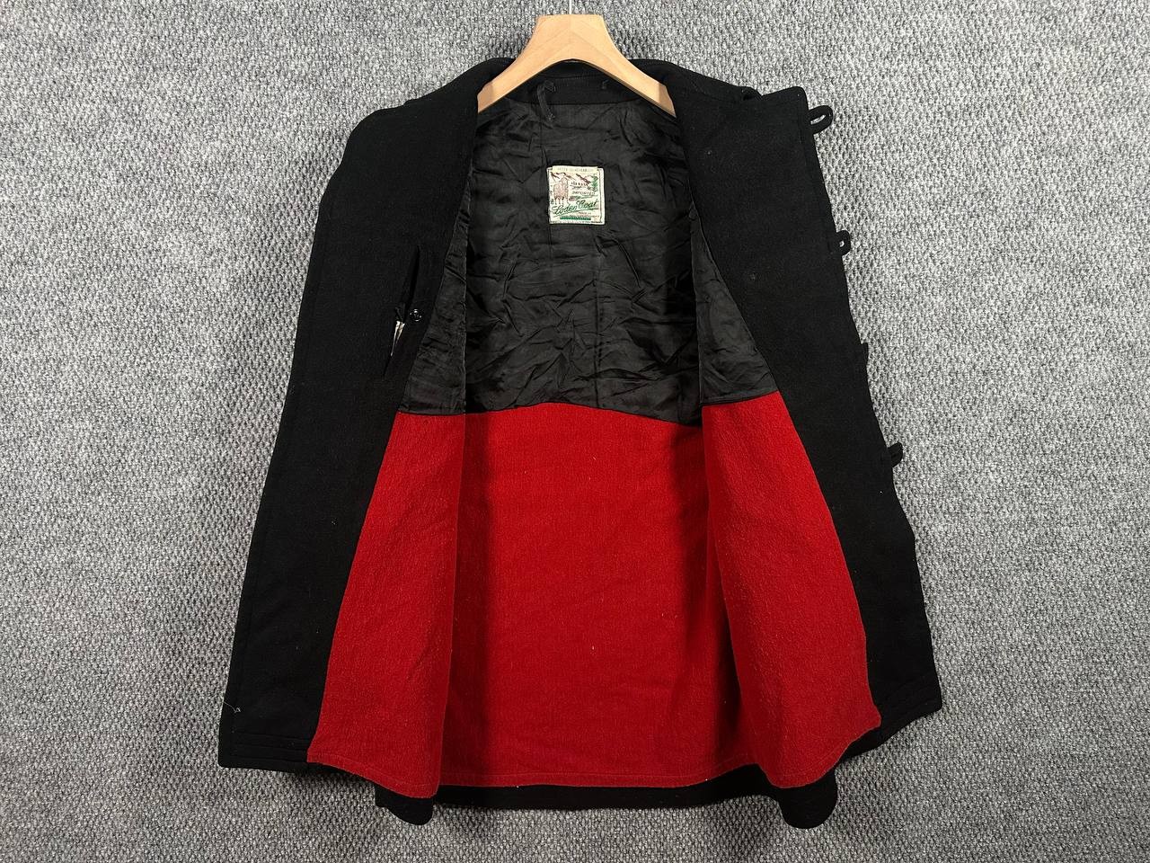 Vintage Loden Coat Wool Blend Black Toggle Button Overcoat Made In Germany