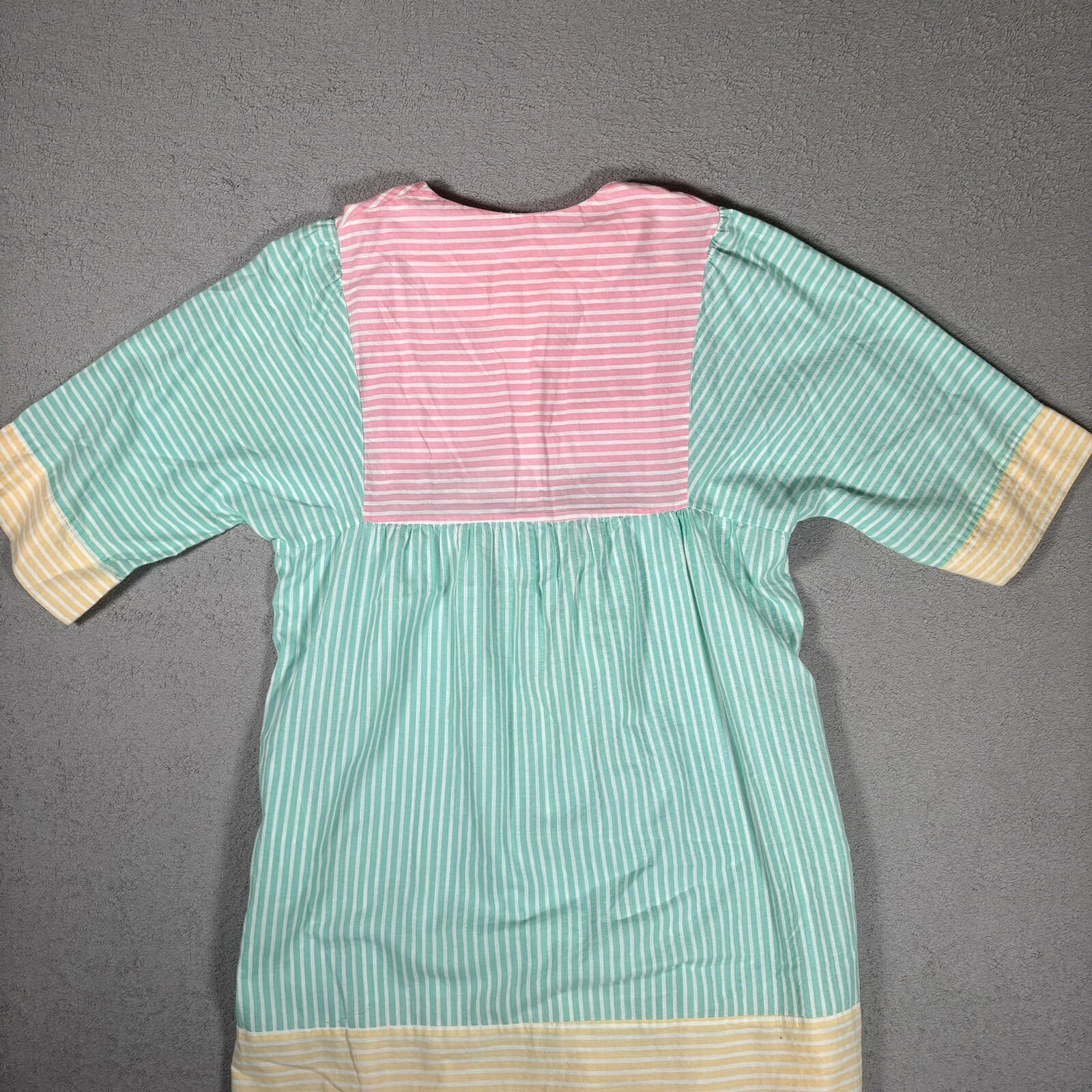 Vintage House Dress Pastel Color Block Bright Mumu M/L Relaxed Fit Knee Length