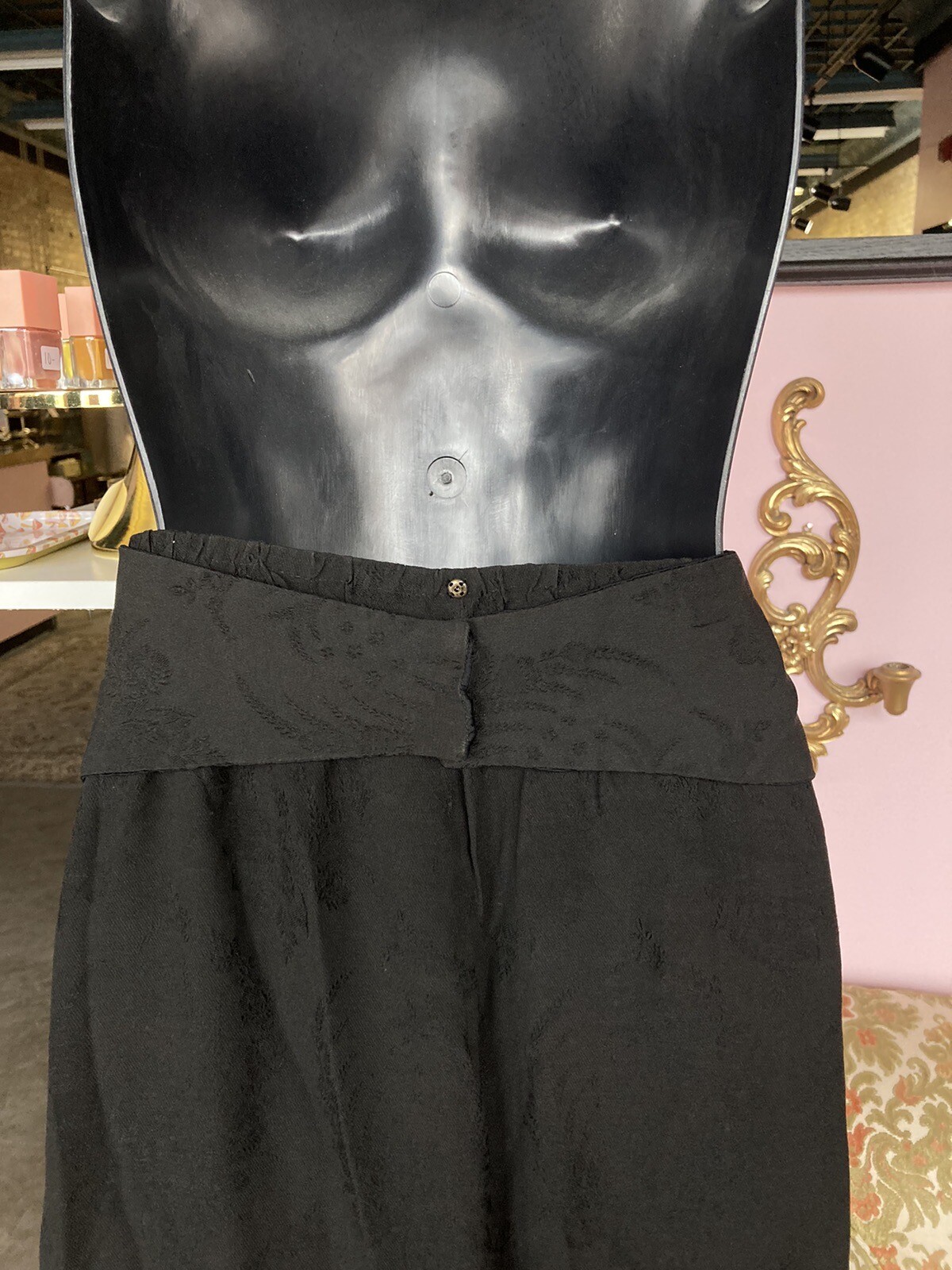GOTHIC Antique Edwardian 1900’s Black Skirt with Floral Embroidery and Sash