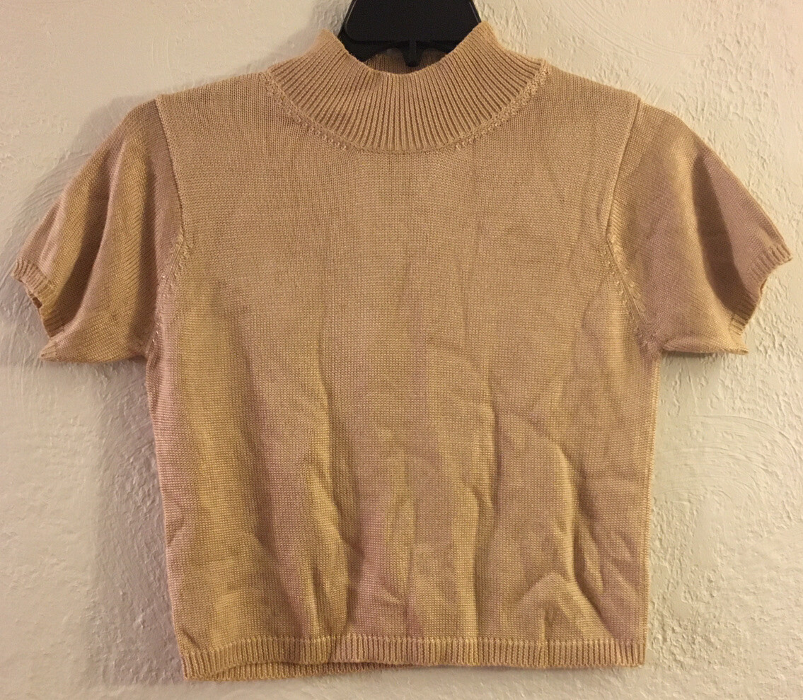 Vintage 1970’s Fia Italia Handloomed Gold Short Sleeve Sweater Size Small